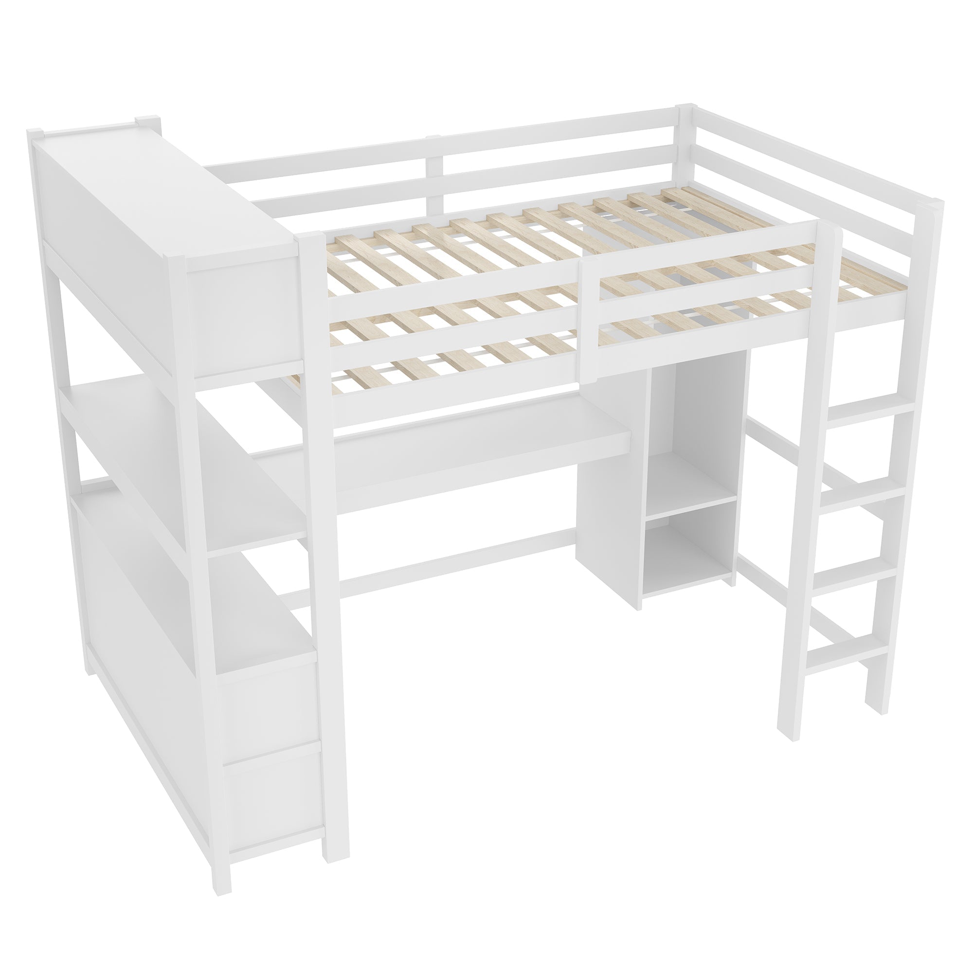 Logidon hoogslaper 140x200 cm met bureau en planken wit
