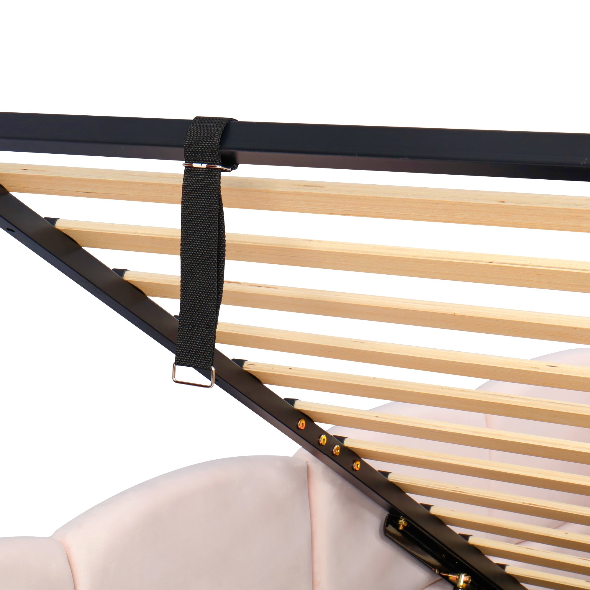 Logidon fluweel gestoffeerd bed roze 90x200 met lattenbodem en opbergruimte