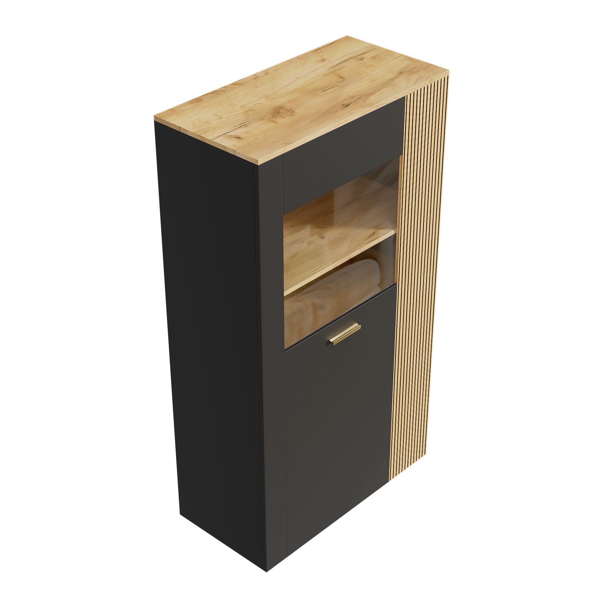 Logidon Moderne PB Opbergkast met LED 16 Kleuren Zwart