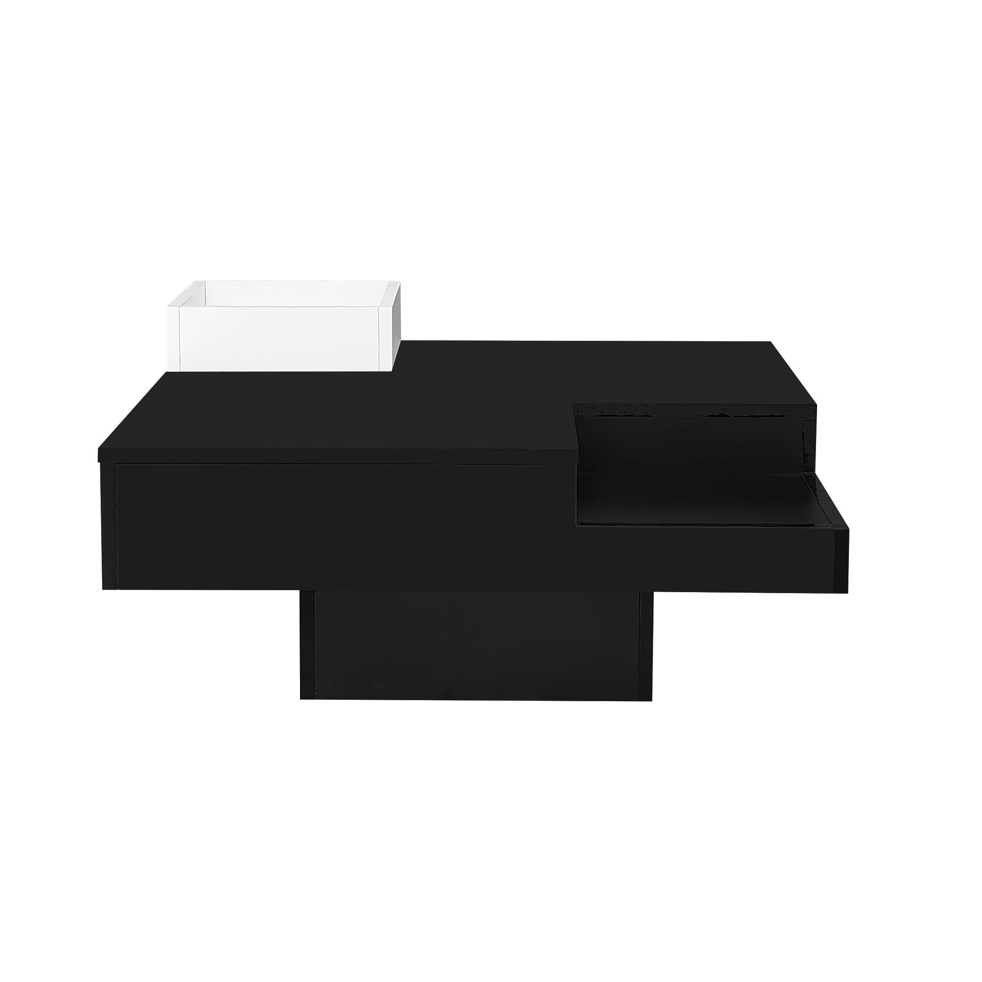 Logidon Hoogglans Salontafel Uitneembare Box Wit Zwart 72x72x30 cm