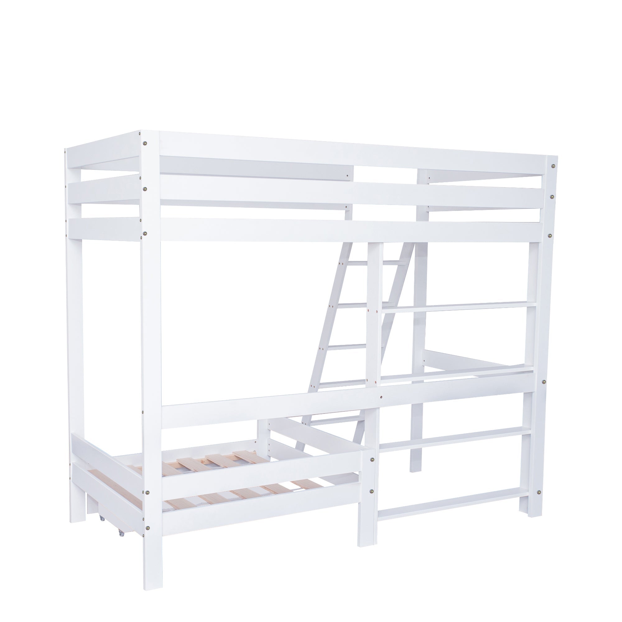Logidon hoogslaper met bureau - wit kinderbed met lade