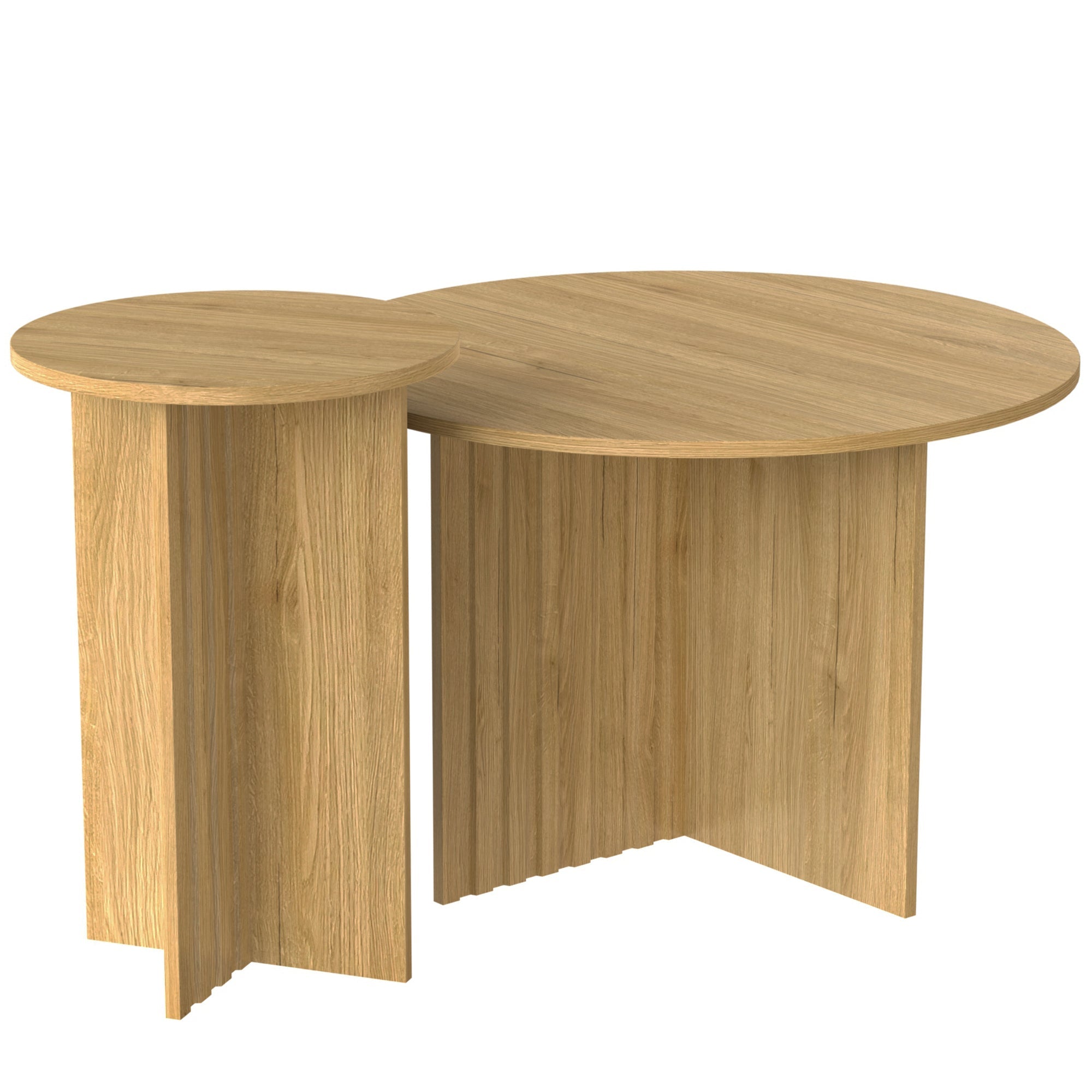 Logidon Nesttafelset 2-delig Naturel Hout Rond 76 Cm Scandinavisch