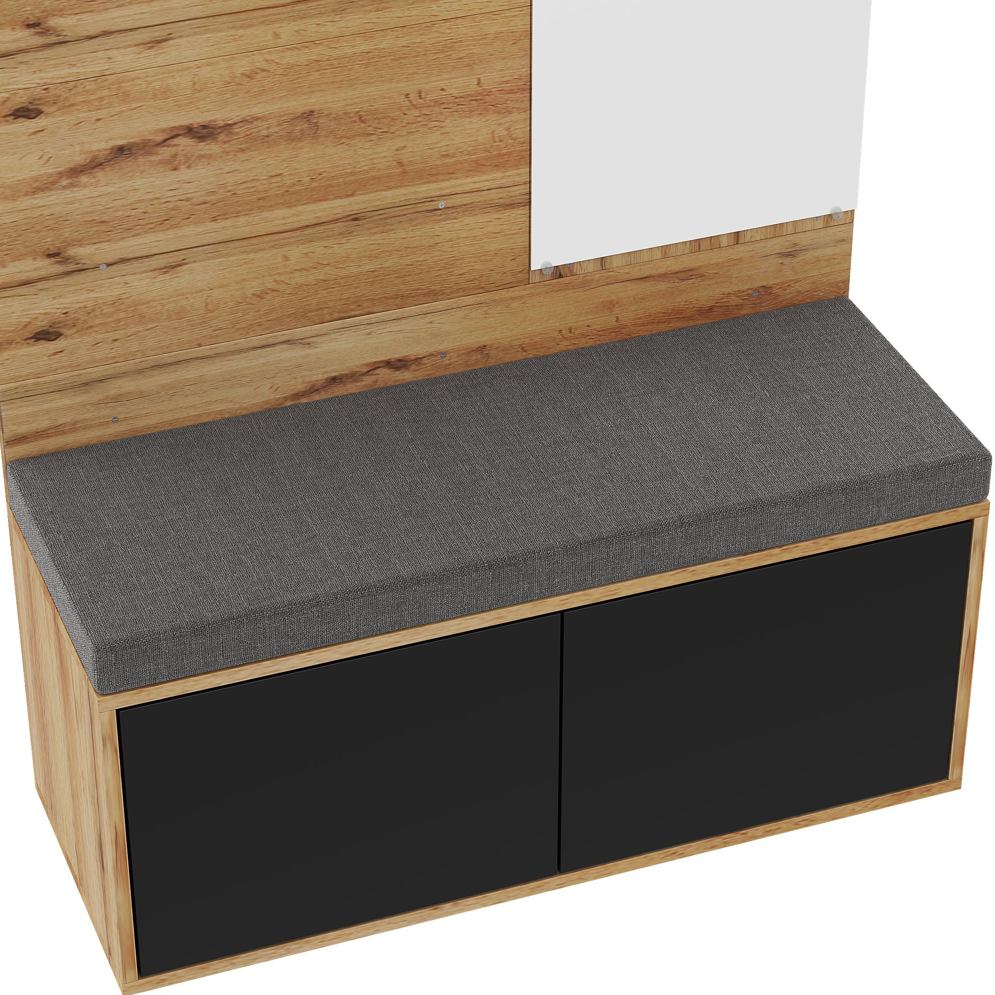 Logidon Kledingkastset Compacte kledingkast met spiegel Zwart 100x38x190