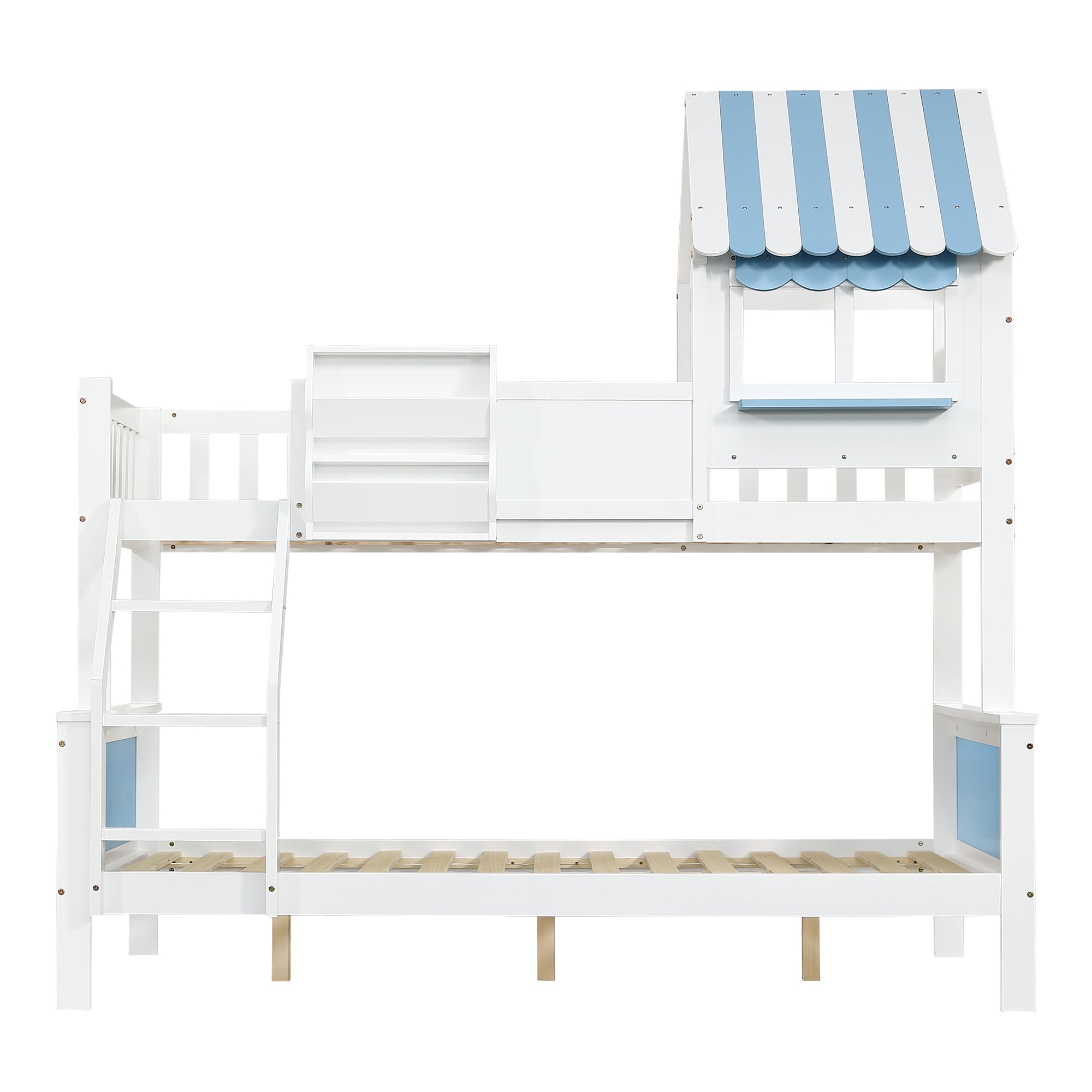 Logidon stapelbed kinderbed met opbergruimte 90x200/120x200 wit-blauw