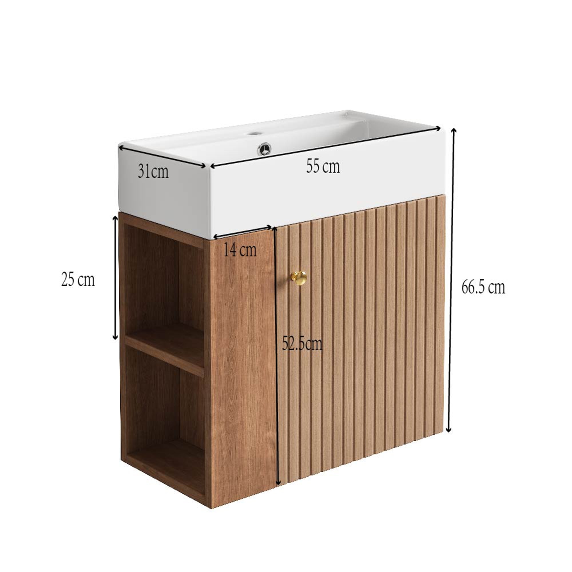 Logidon Badkamermeubel 55 cm met hangende onderkast bruin