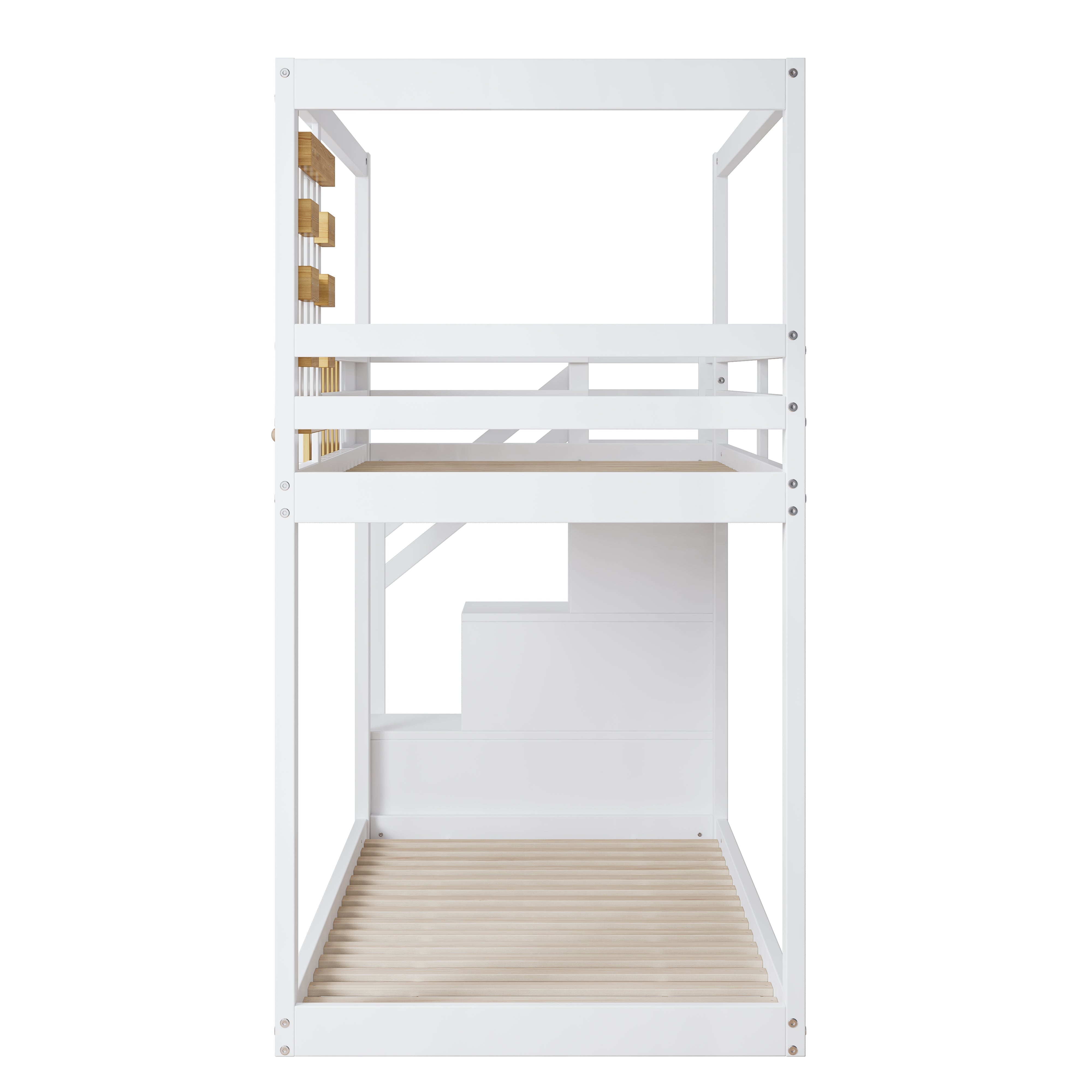 Logidon Bunk Bed With Stairs Window Pine Wood White 90x200 cm