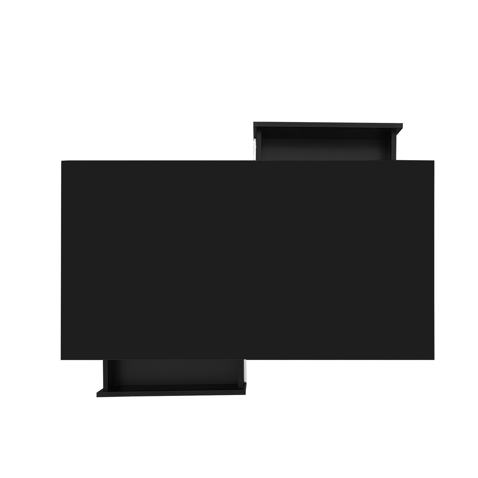 Logidon hoogglans salontafel zwart 95x50x42,5 cm glazen bladen