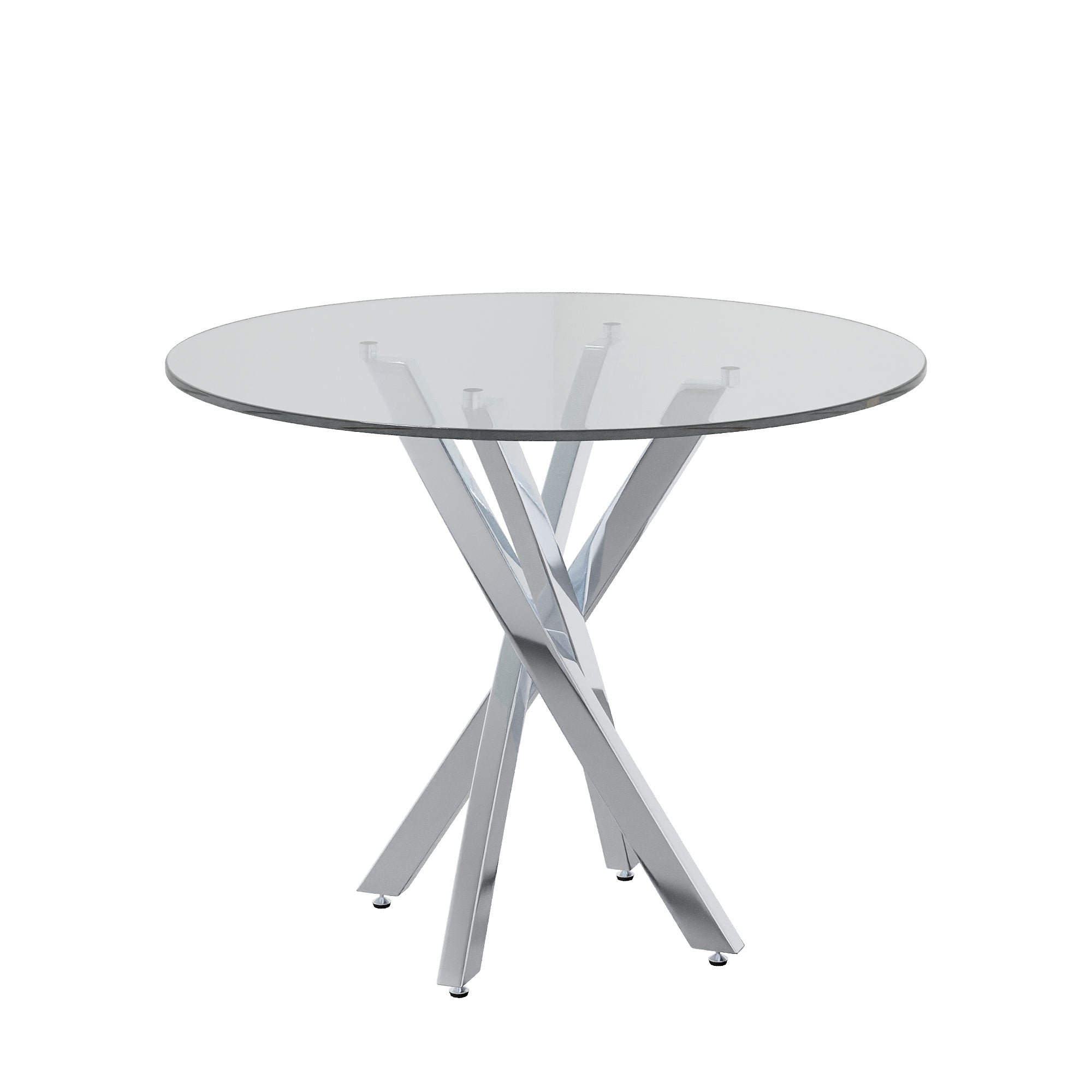 Logidon Dining Table Set Glass 80x80 cm Tempered Glass 2 Chairs Gray Silver