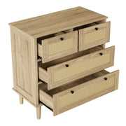Logidon ladekast met 4 lades en rotan front naturel 80x40x80 cm