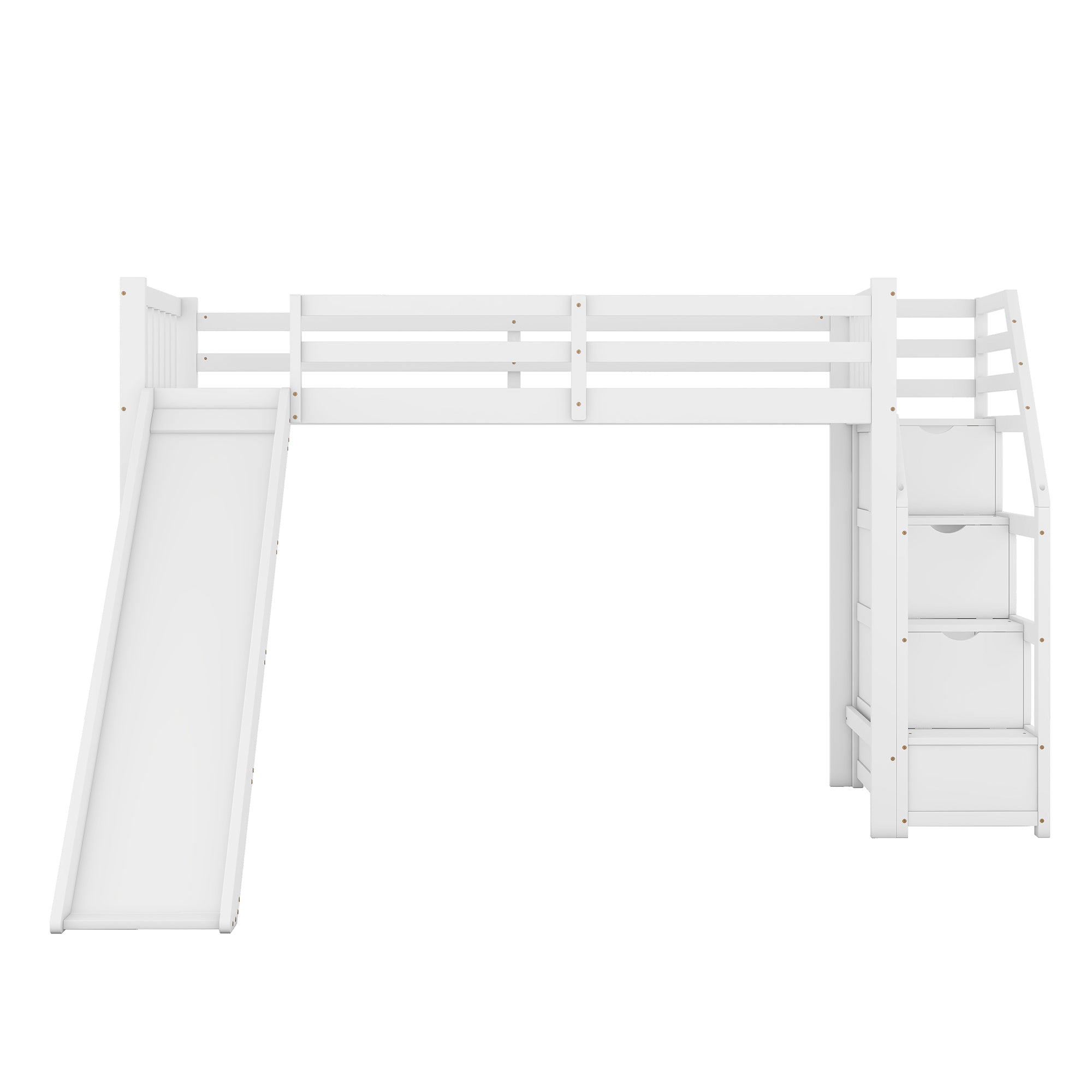 Logidon hoogslaper 90x200 cm met glijbaan en opbergladder wit EN747