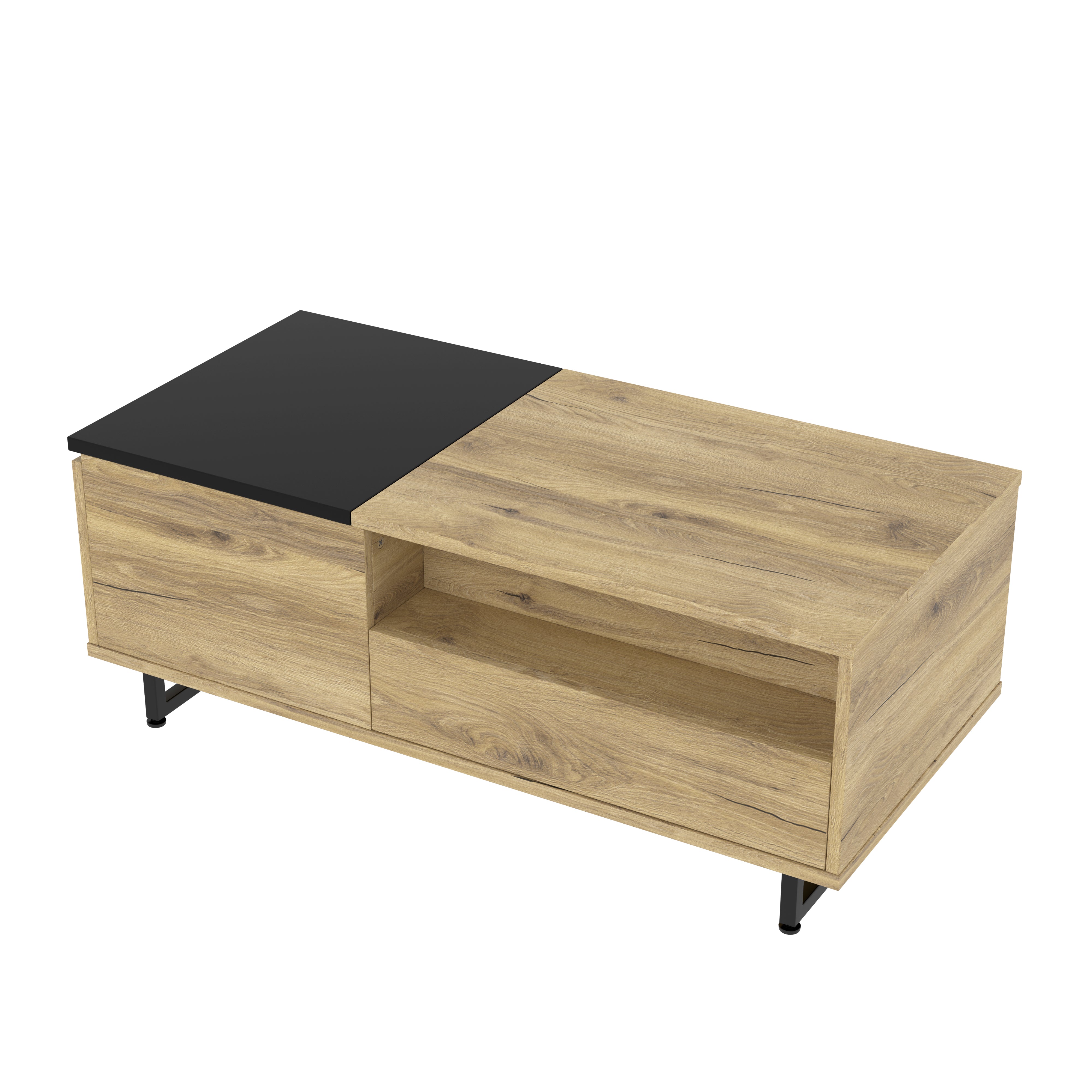 Logidon In hoogte verstelbare salontafel met LED-verlichting en opbergruimte