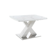Logidon uitschuifbare eettafel 120-160 cm wit marmerlook X-frame