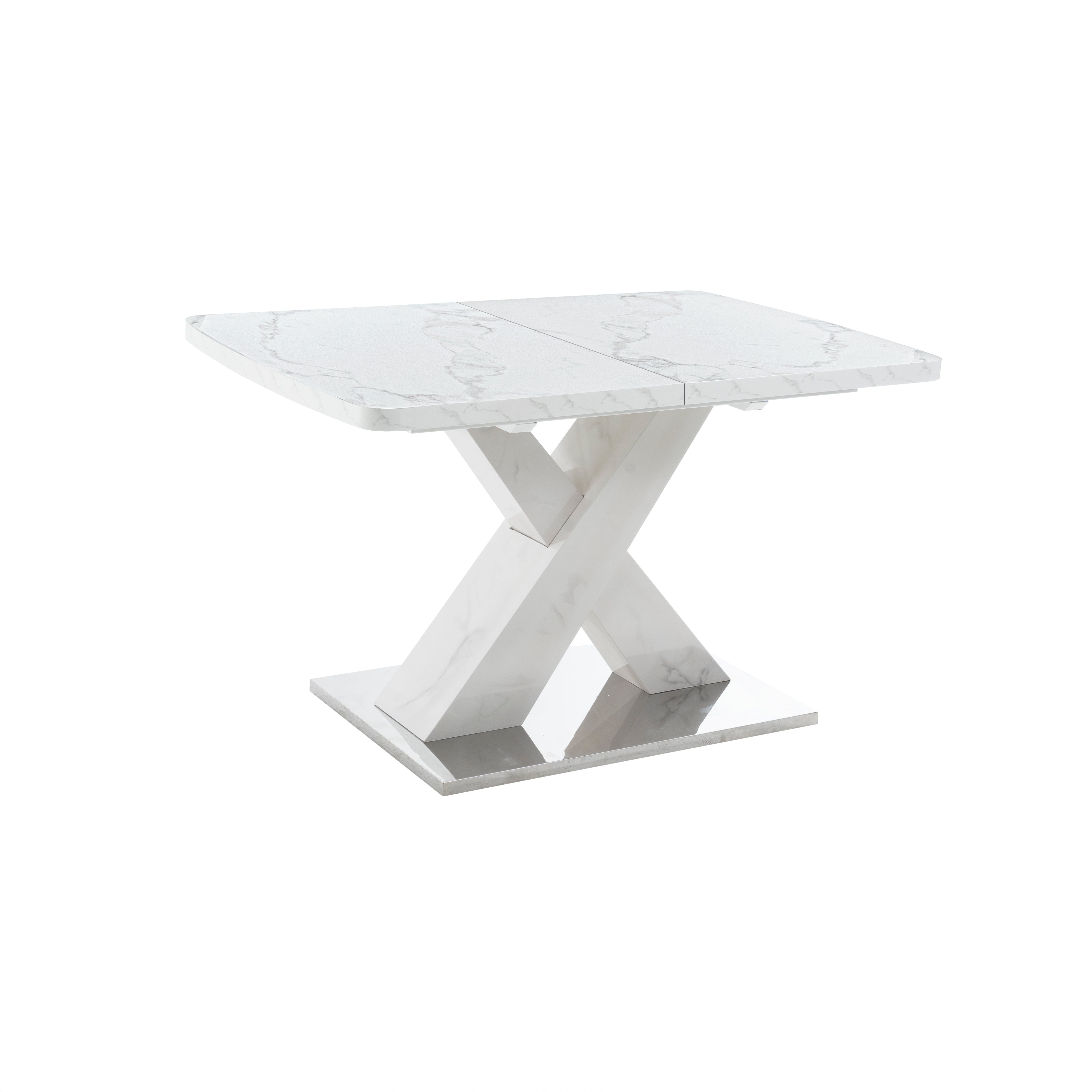 Logidon uitschuifbare eettafel 120-160 cm wit marmerlook X-frame