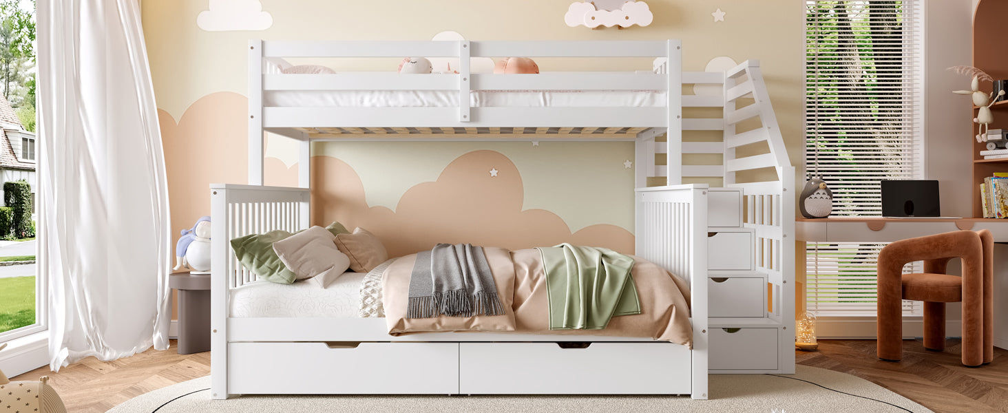 Logidon stapelbed 90x200 ruim 140x200 met opbergruimte wit