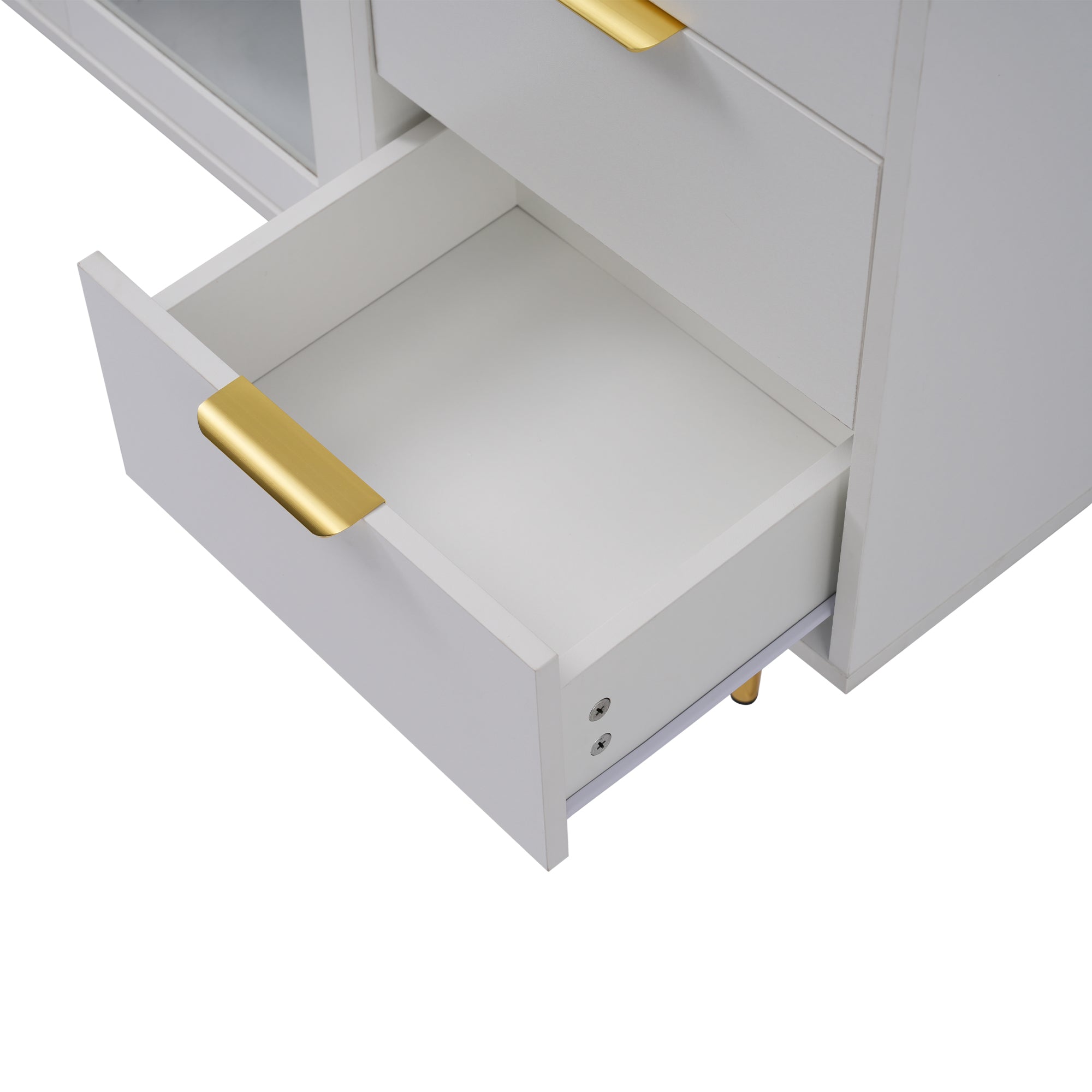 Logidon ladekast wit met 3 lades en 2 glazen deuren 120x38x79,5 cm