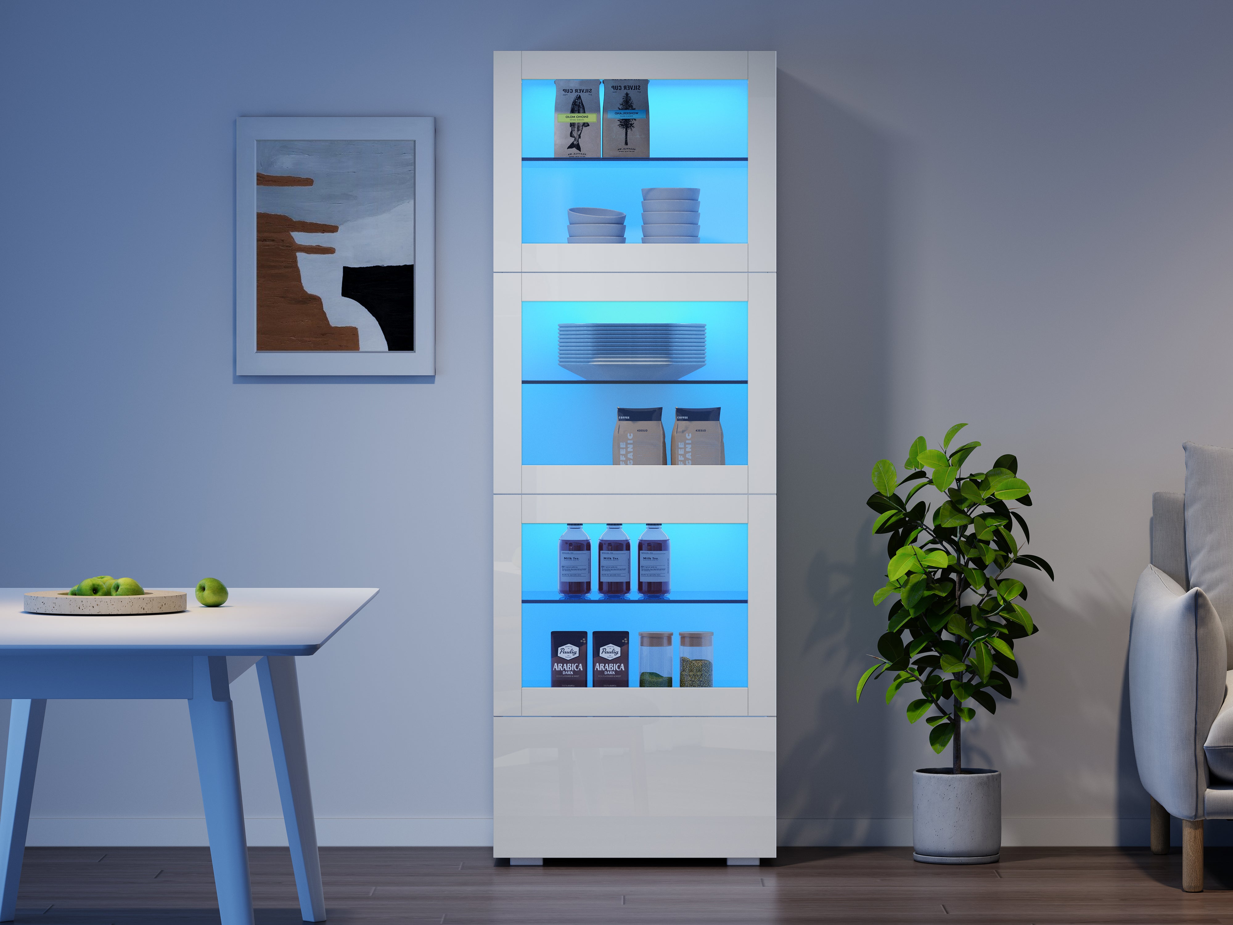Logidon vitrine 60x40x173 cm wit hoogglans LED verlichting