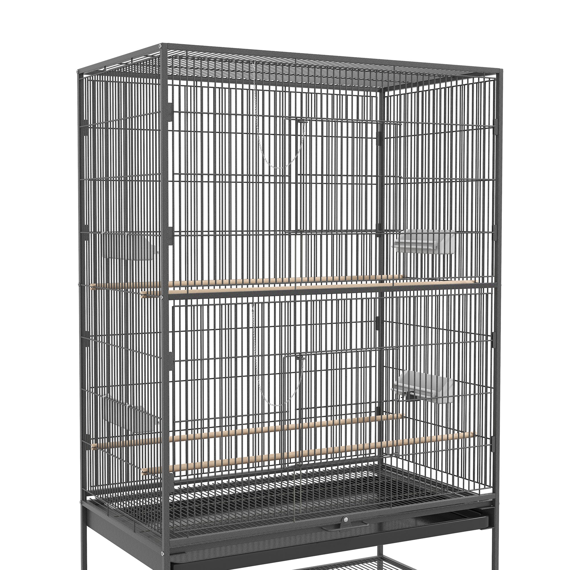 Logidon Vogelkooi Volière Grijs 94x57x153 cm met zitstokken