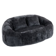 Logidon Luxe Zitzak met Hoge Rug Chenille Zwart 150x95 cm