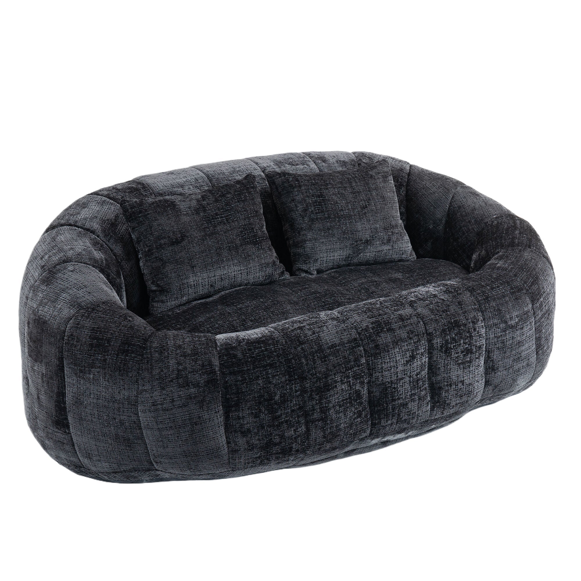 Logidon Luxe Zitzak met Hoge Rug Chenille Zwart 150x95 cm
