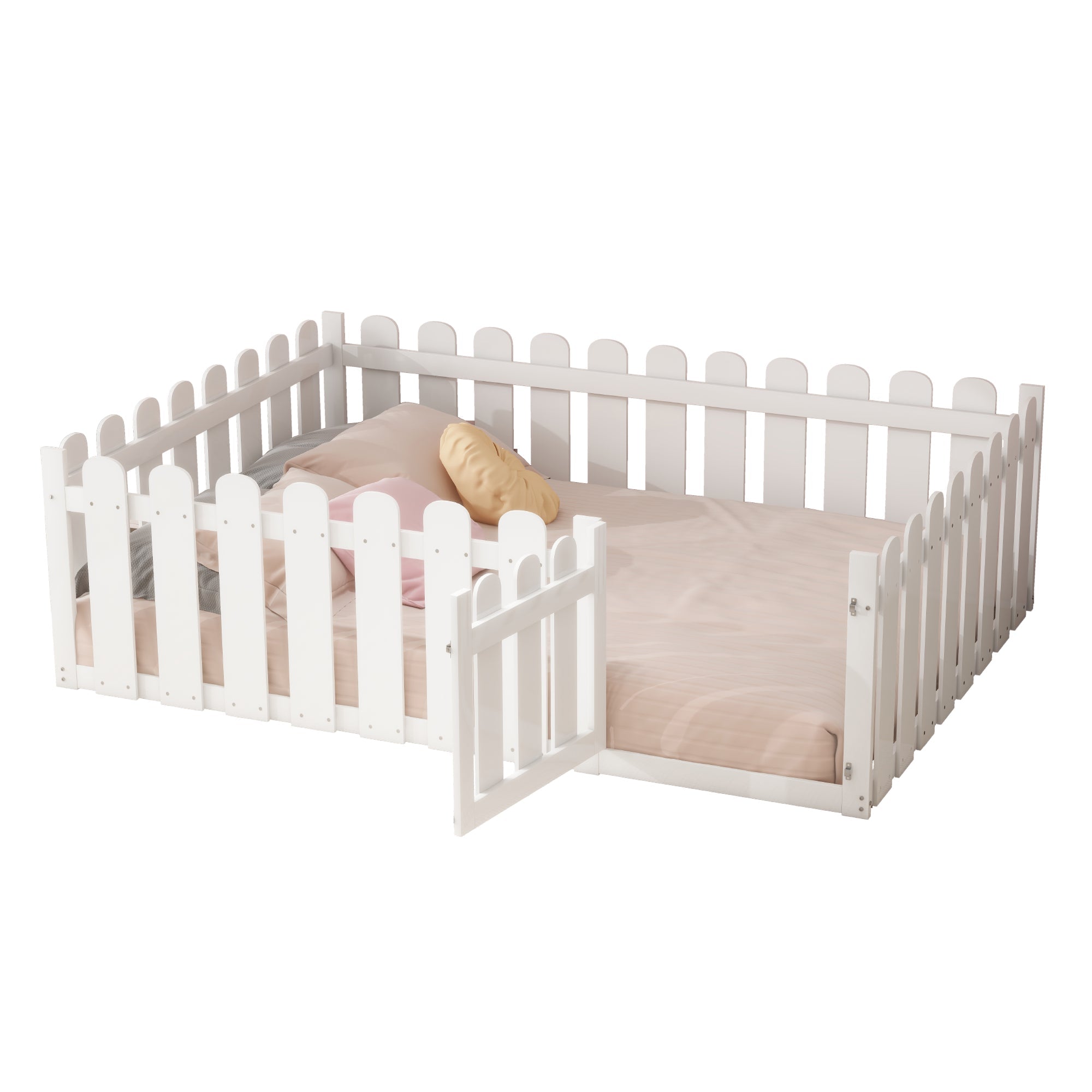 Logidon kinderbed 140 x 200 cm wit met deur houten bedframe