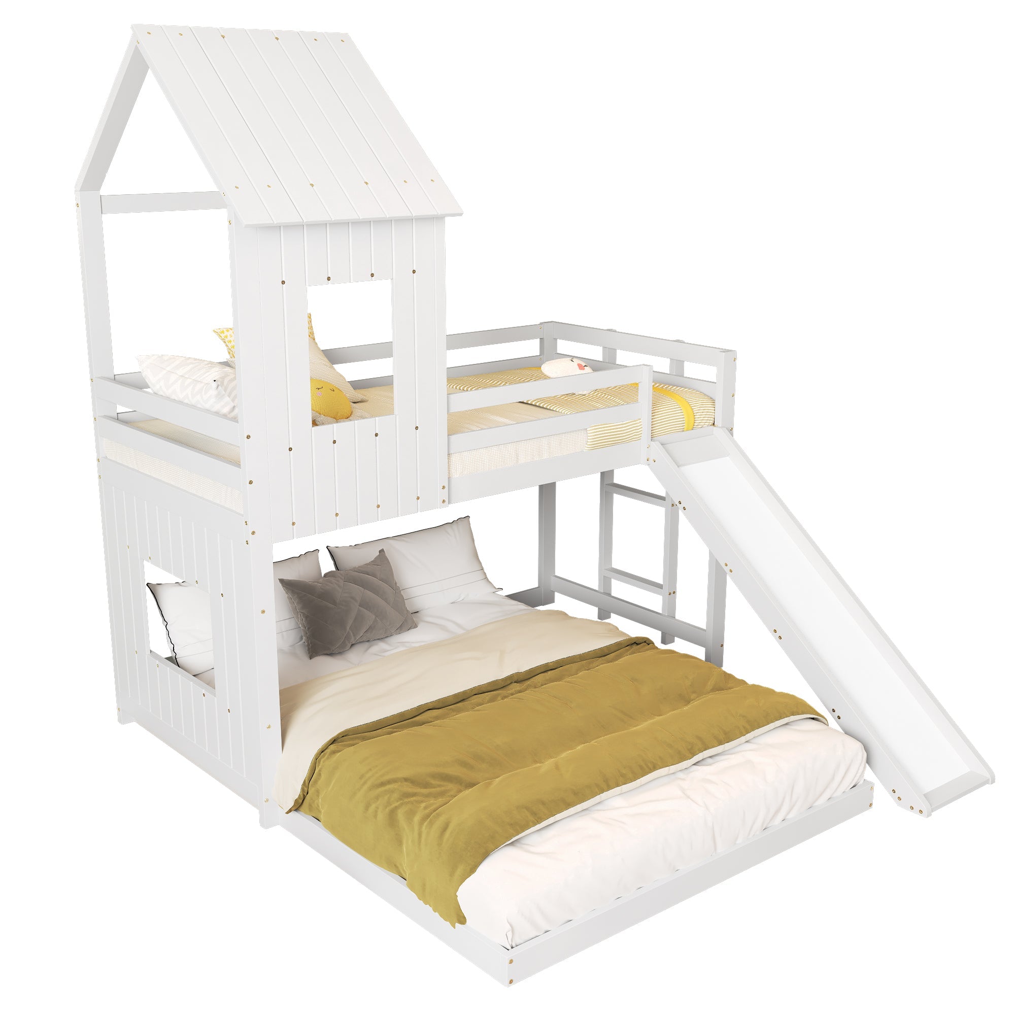 Logidon Stapelbed Met Glijbaan Wit 90x200cm en 140x200cm