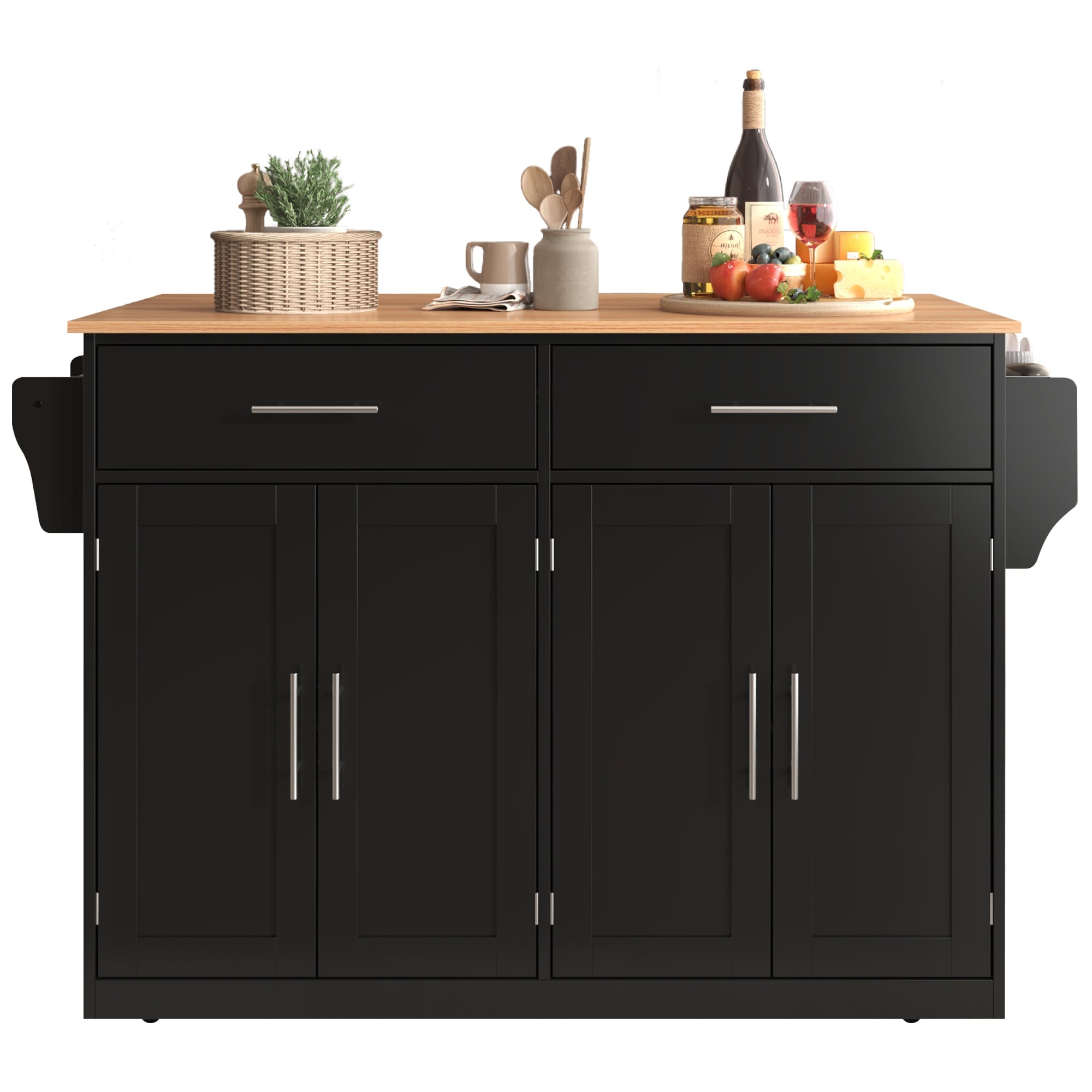 Logidon serving trolley with folding table top black 120x46x91 cm