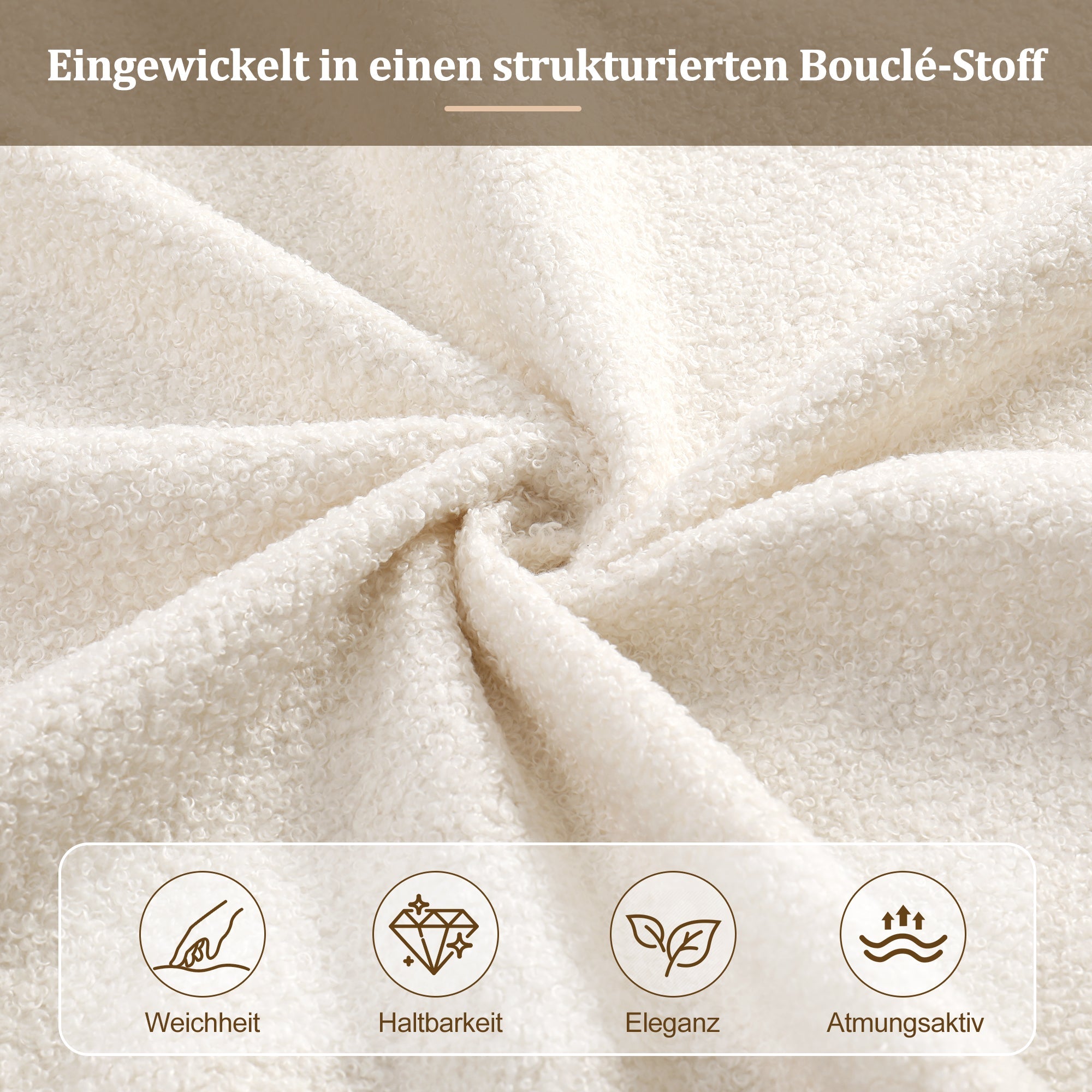 Logidon gestoffeerd bed tweepersoonsbed 160x200 beige bouclé met opbergruimte