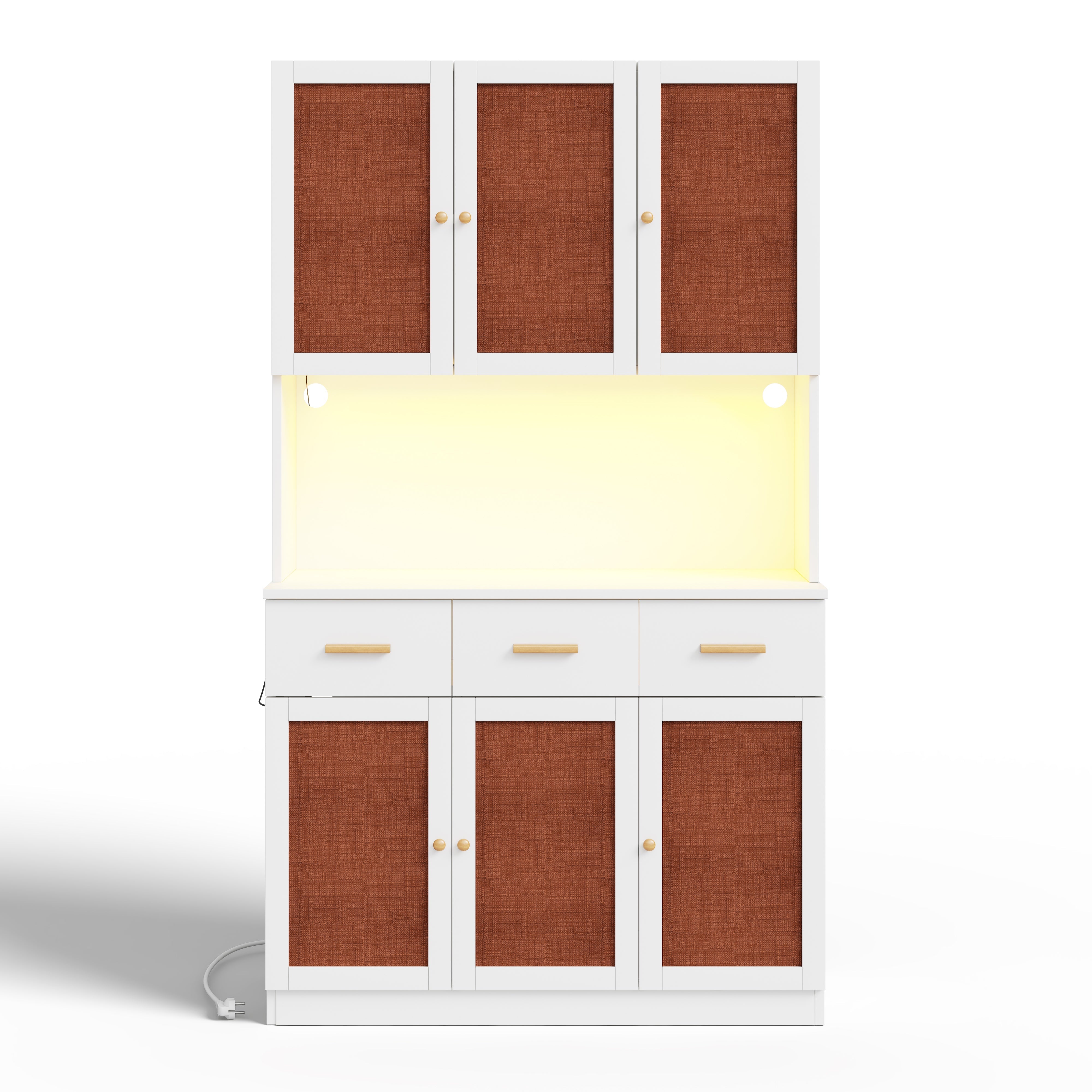 Logidon keukenbuffetkast 182 cm wit LED-verlichting stopcontact