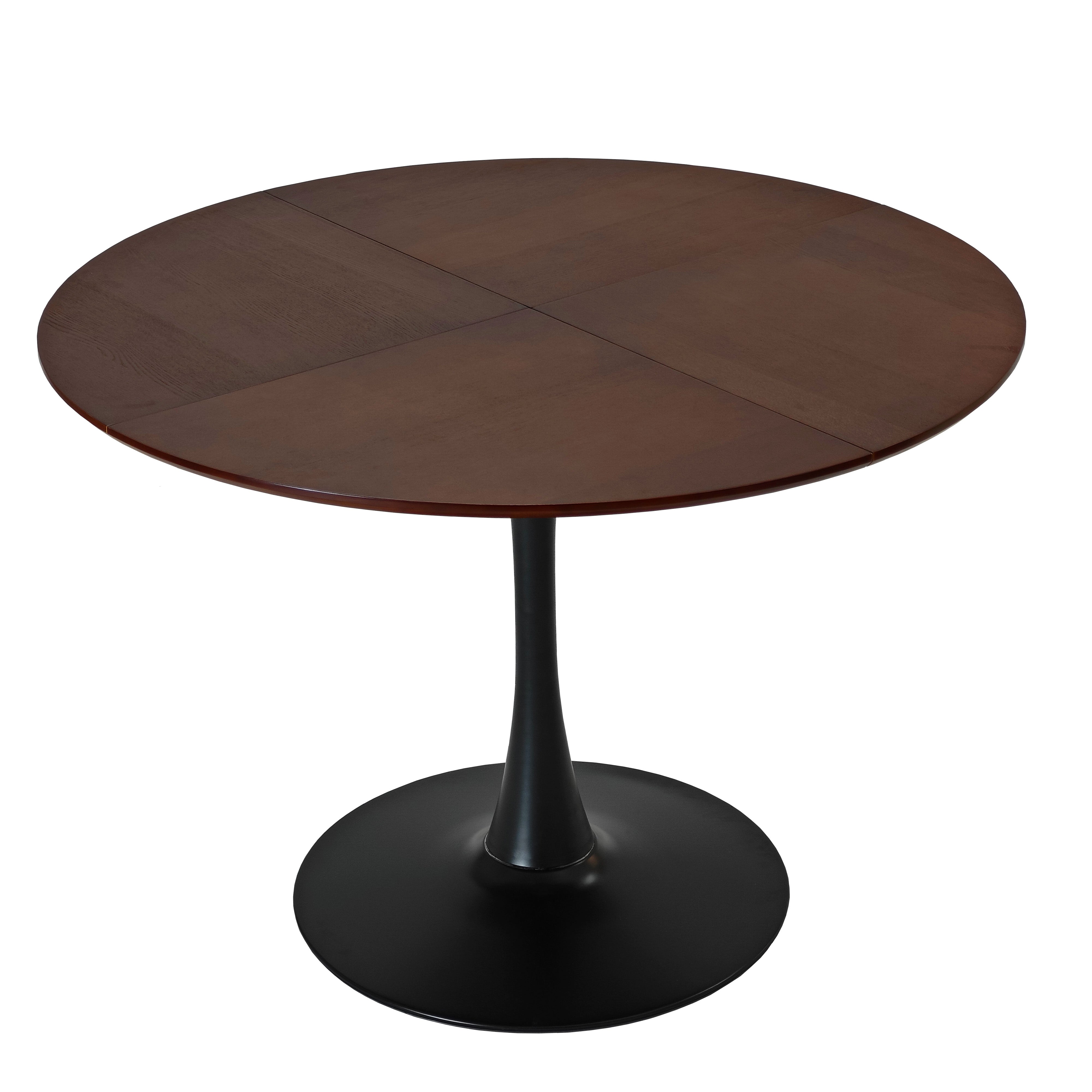 Logidon ronde eettafel 120 centimeter, MDF eikenhoutlook, bruin metalen onderstel