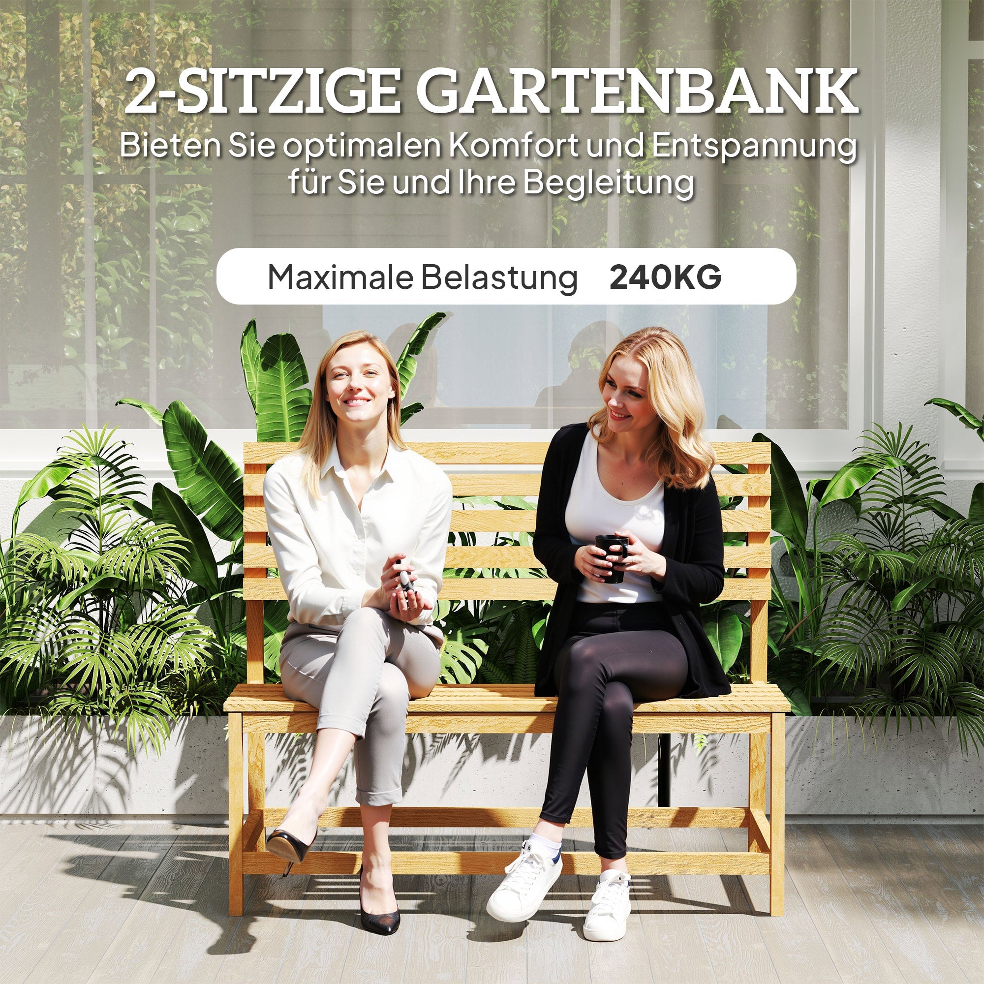 Logidon Teakhouten 2-zits tuinbank met verstelbare rugleuningen