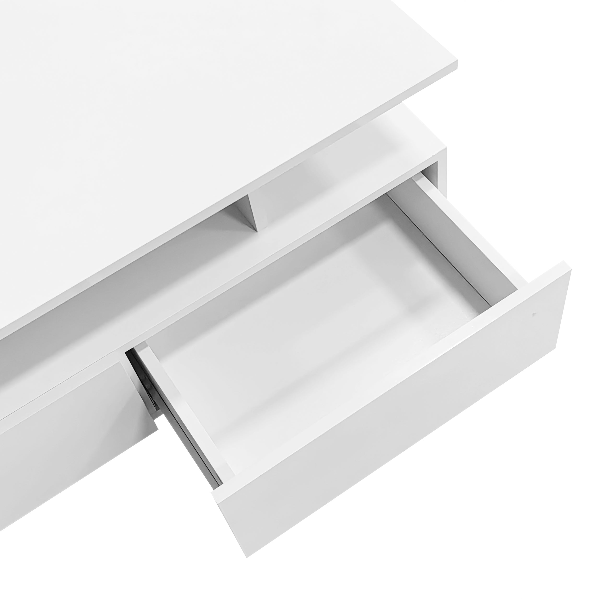 Logidon hoogglans salontafel LED, 2 lades, 90x55x41 cm wit