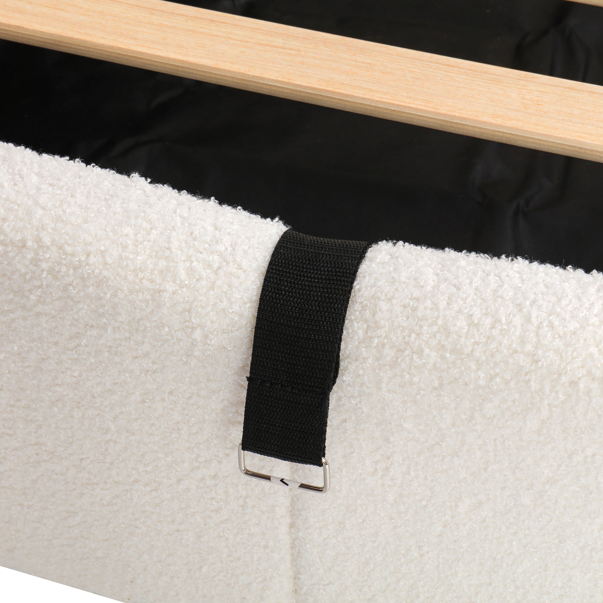 Logidon gestoffeerd bed 90x200 opbergbed slaapbank beige bouclé USB