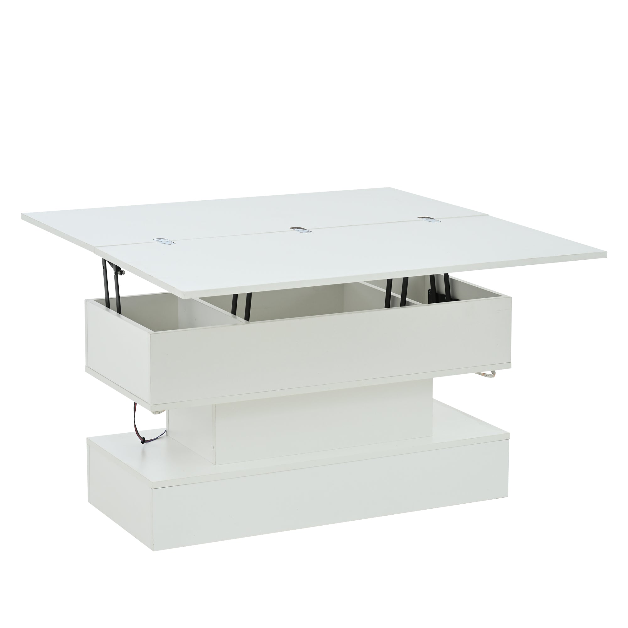 Logidon salontafel met USB-C oplaadaansluiting en LED-licht, in hoogte verstelbaar