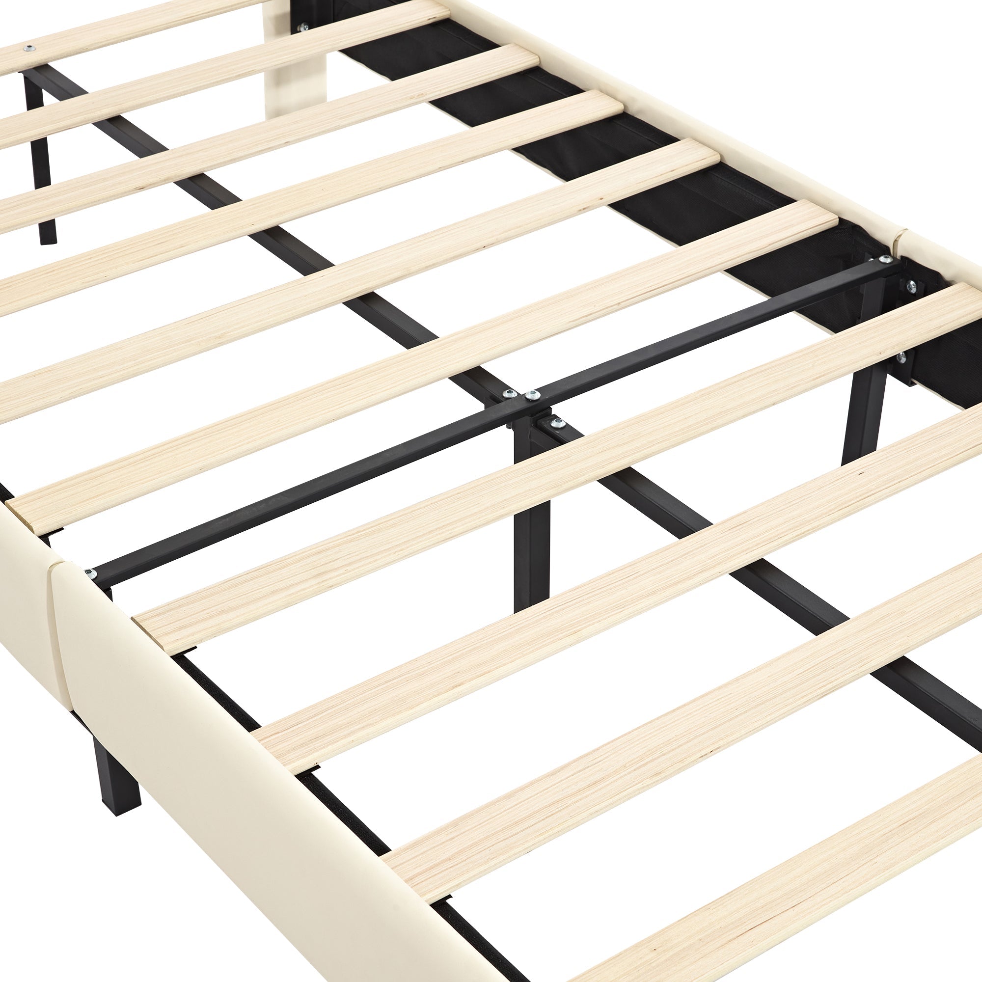 Logidon gestoffeerd bed 90x200 kinderbed wit blauw met zachte beschermranden