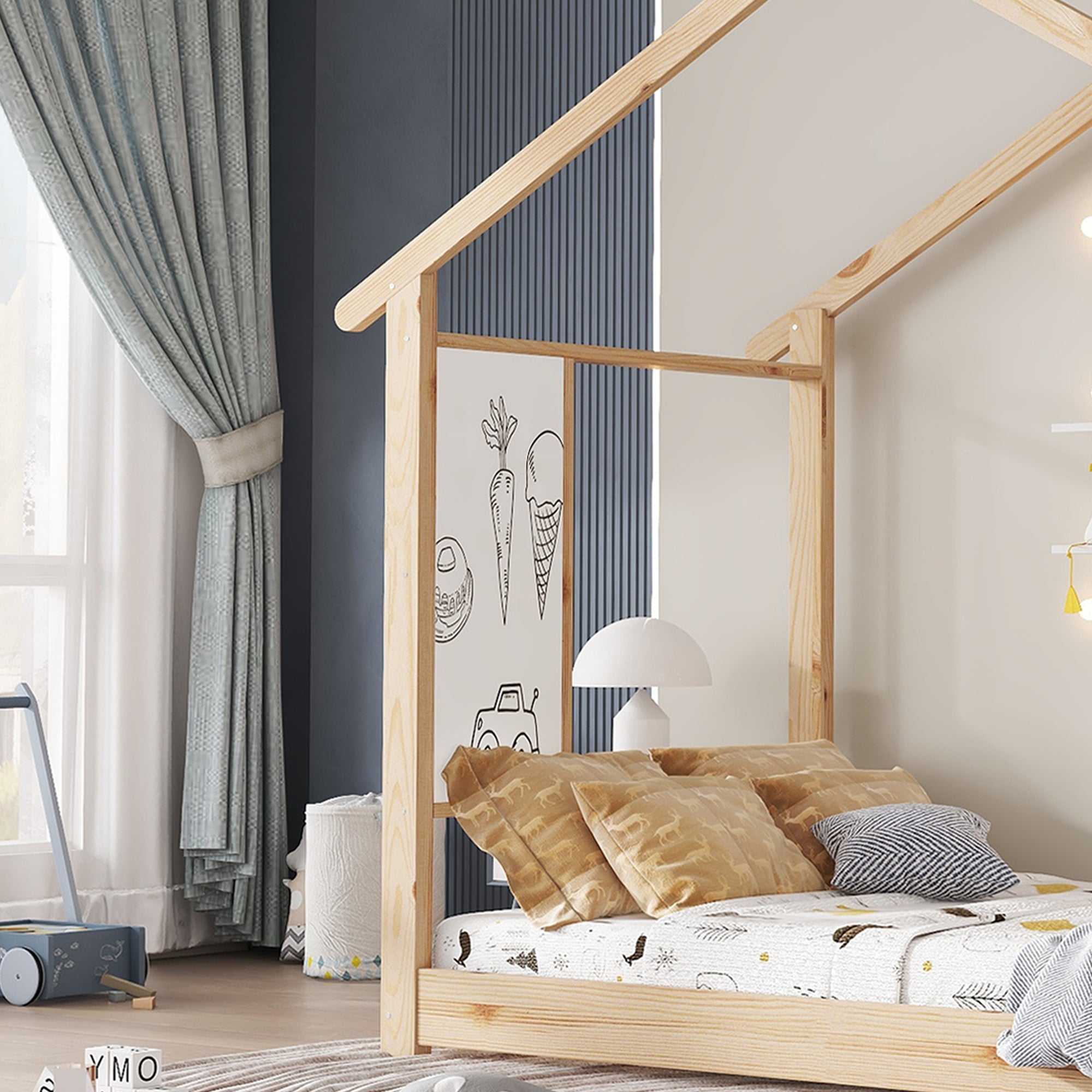 Logidon Kinderbed Met Schuifdak Design 90x200 Naturel