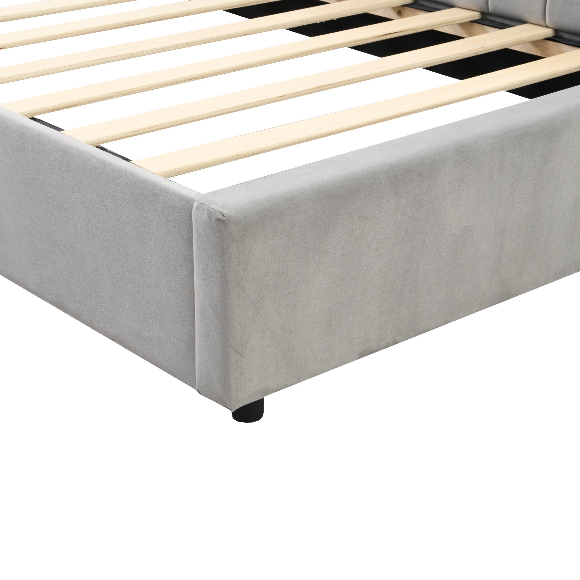 Logidon gestoffeerd bed 90x200 grijs met lattenbodem multifunctioneel bed