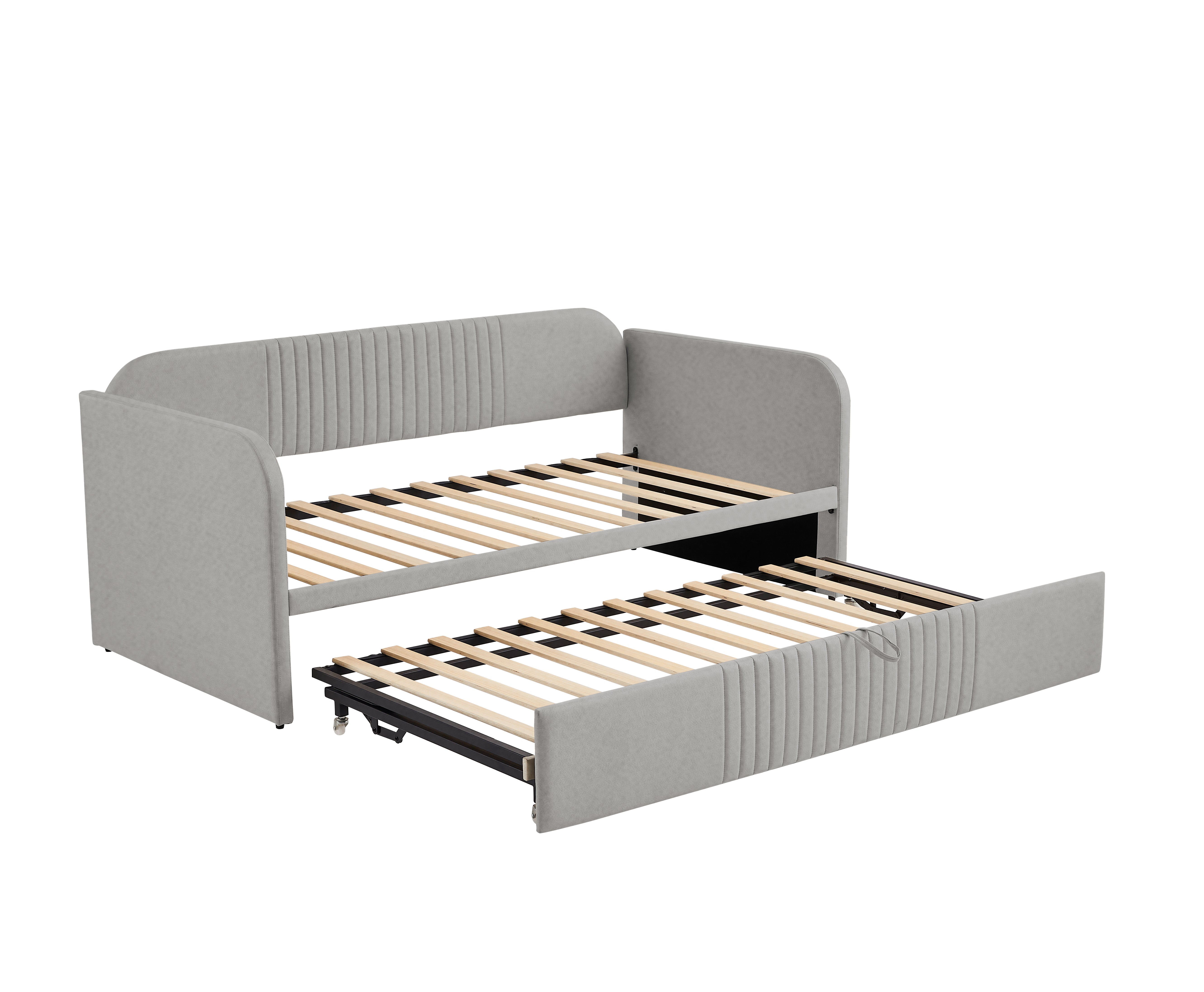 Logidon gestoffeerd bed slaapbank 90/180x190 cm lichtgrijs