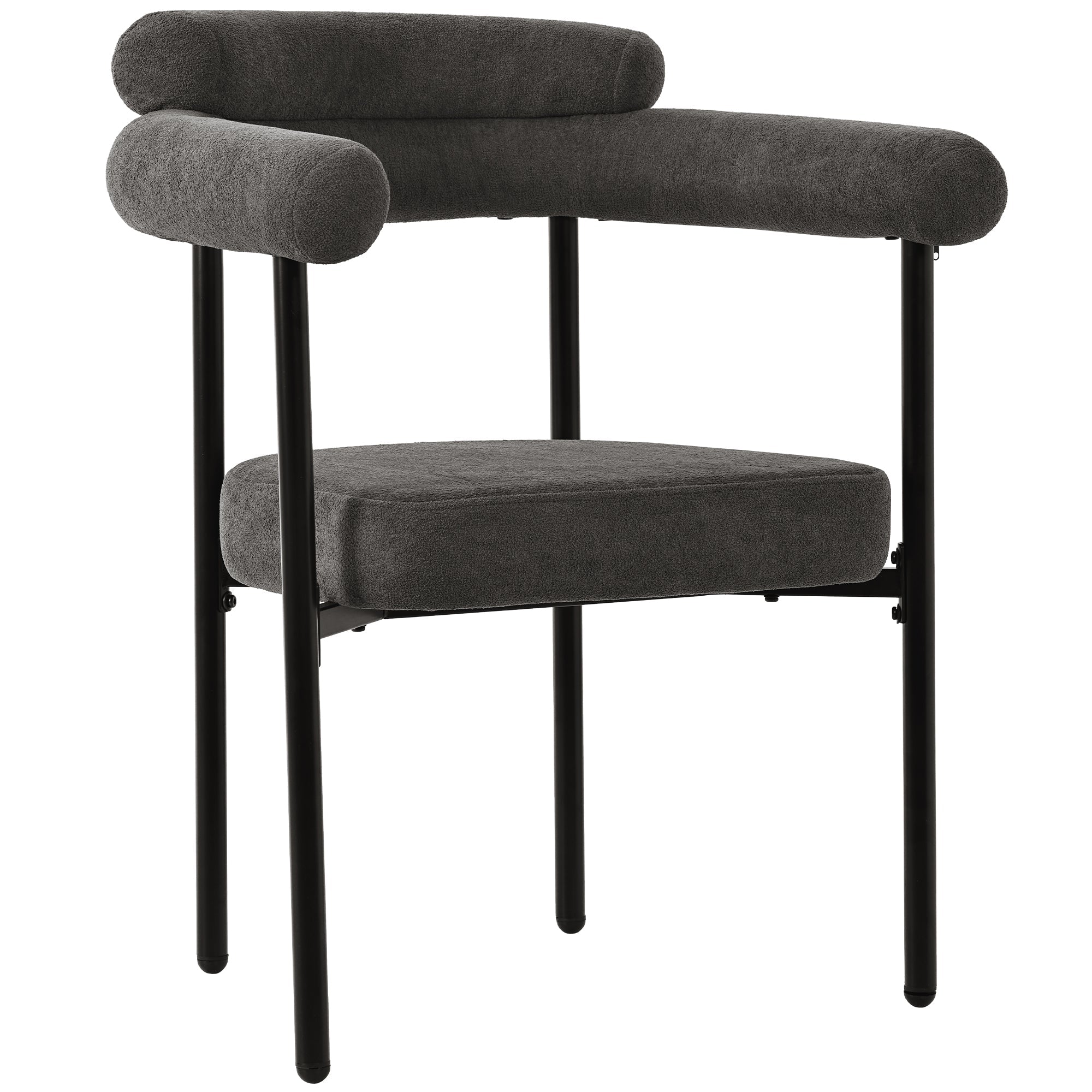 Logidon 6 Dining Chairs Modern Dark Gray Velvet Comfortable Ring Seats