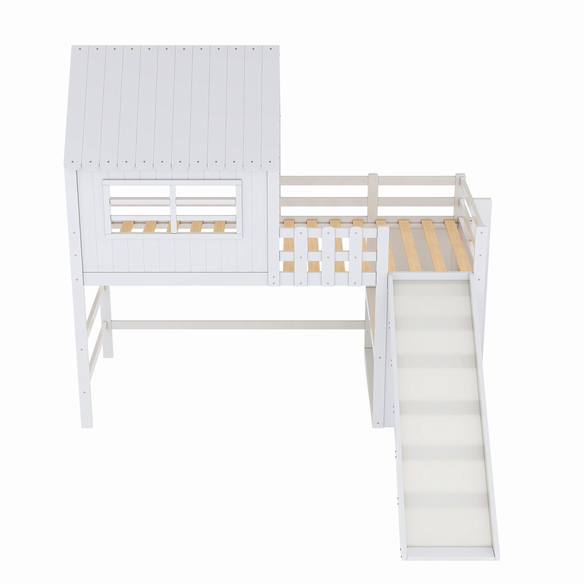 Logidon kinderbed 90x200 wit hoogslaper met ladderglijbaan