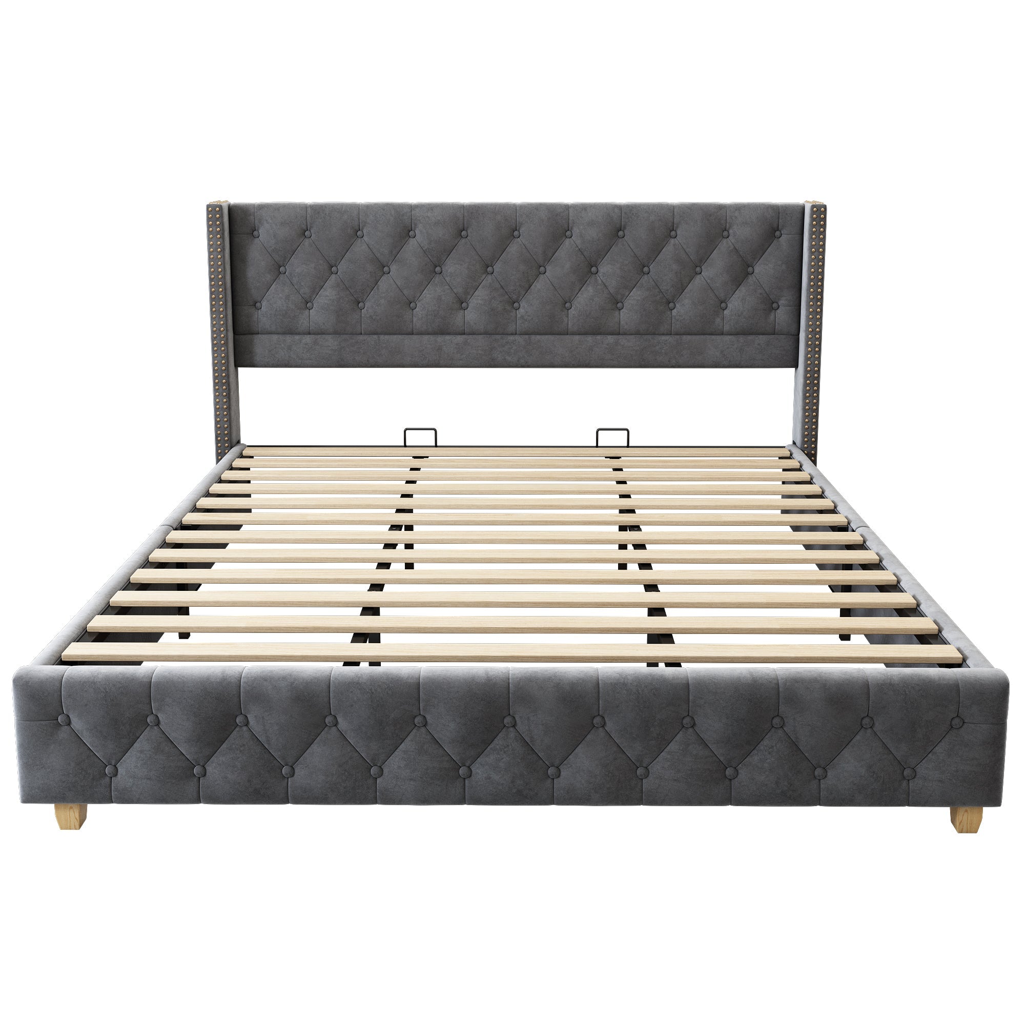 Logidon gestoffeerd bed 180x200 cm fluweel grijze knoopbekleding