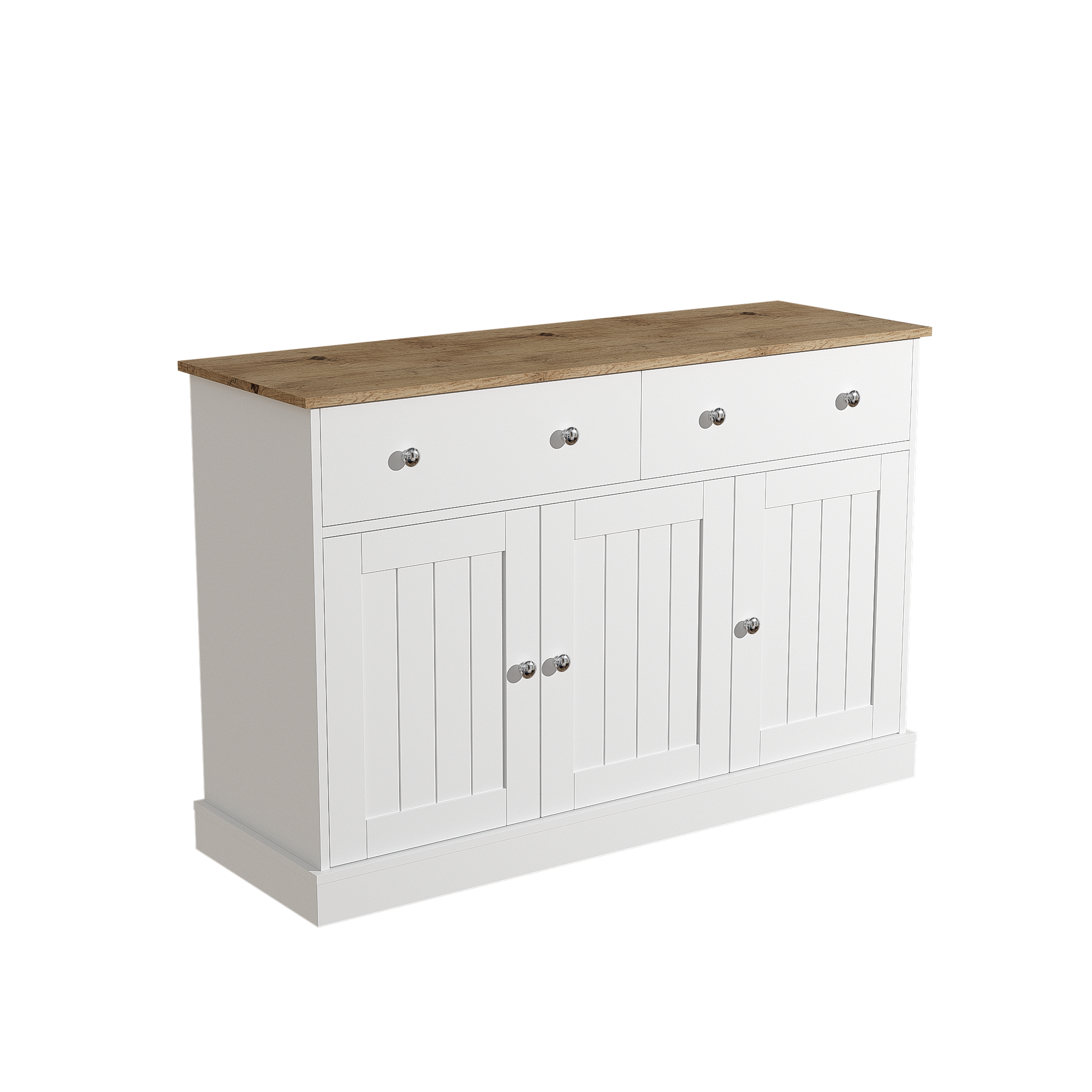 Logidon dressoir wit houtlook 120 cm 3 deuren 2 lades