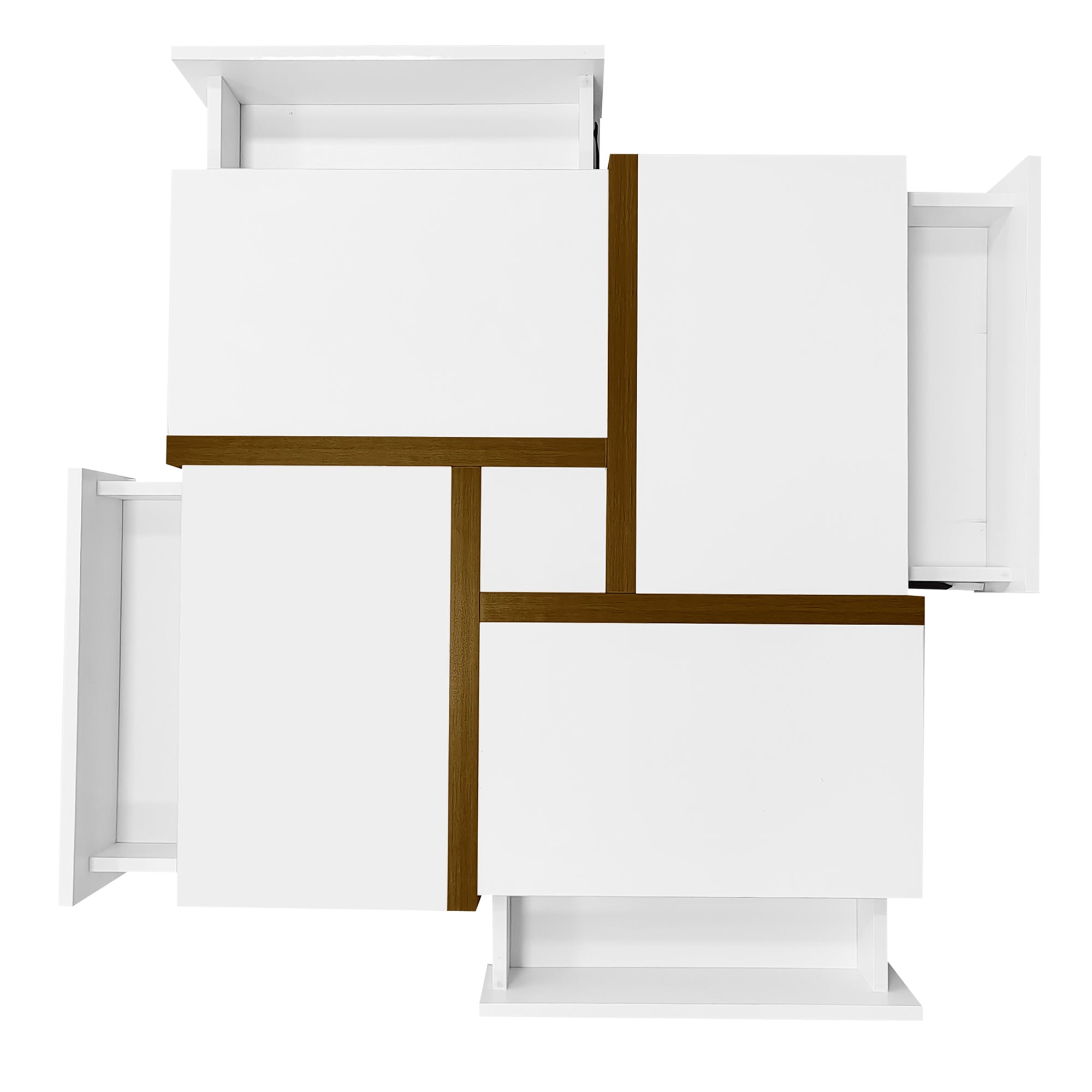 Logidon hoogglans salontafel wit met vier lades 78x78 cm
