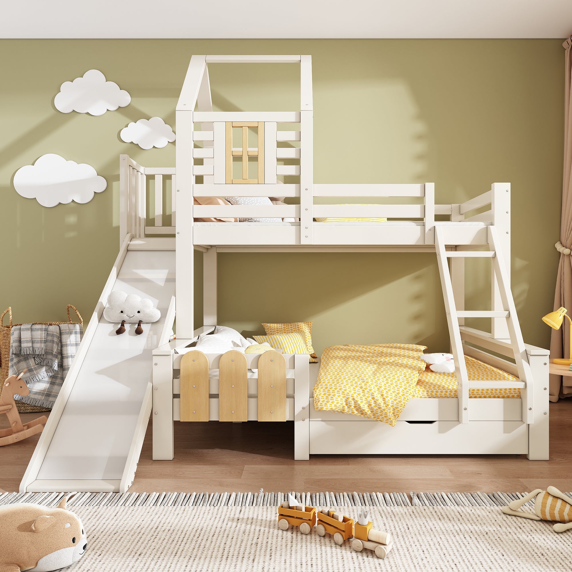 Logidon stapelbed 90x200/140x200 schuiflaadladder blokhut design