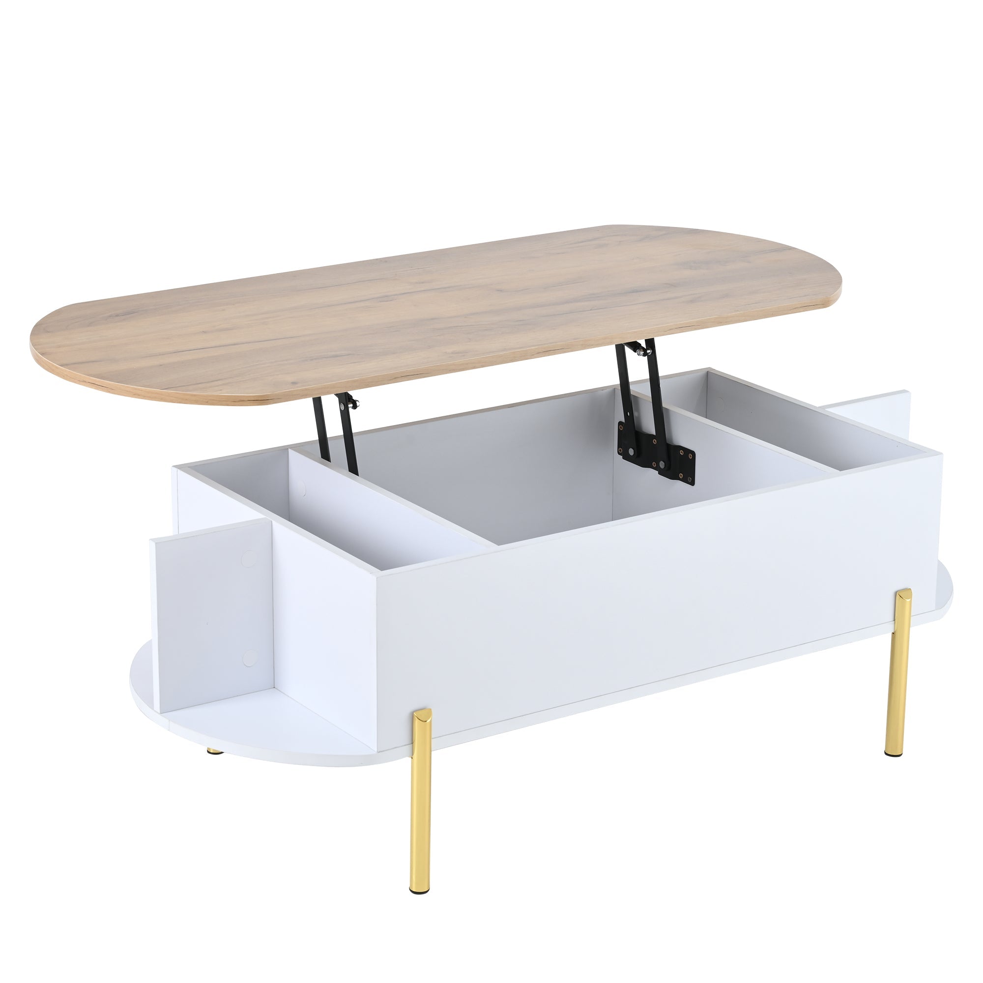 Logidon Verstelbare Salontafel 120x50x43 cm Met Opbergruimte Wit Hout