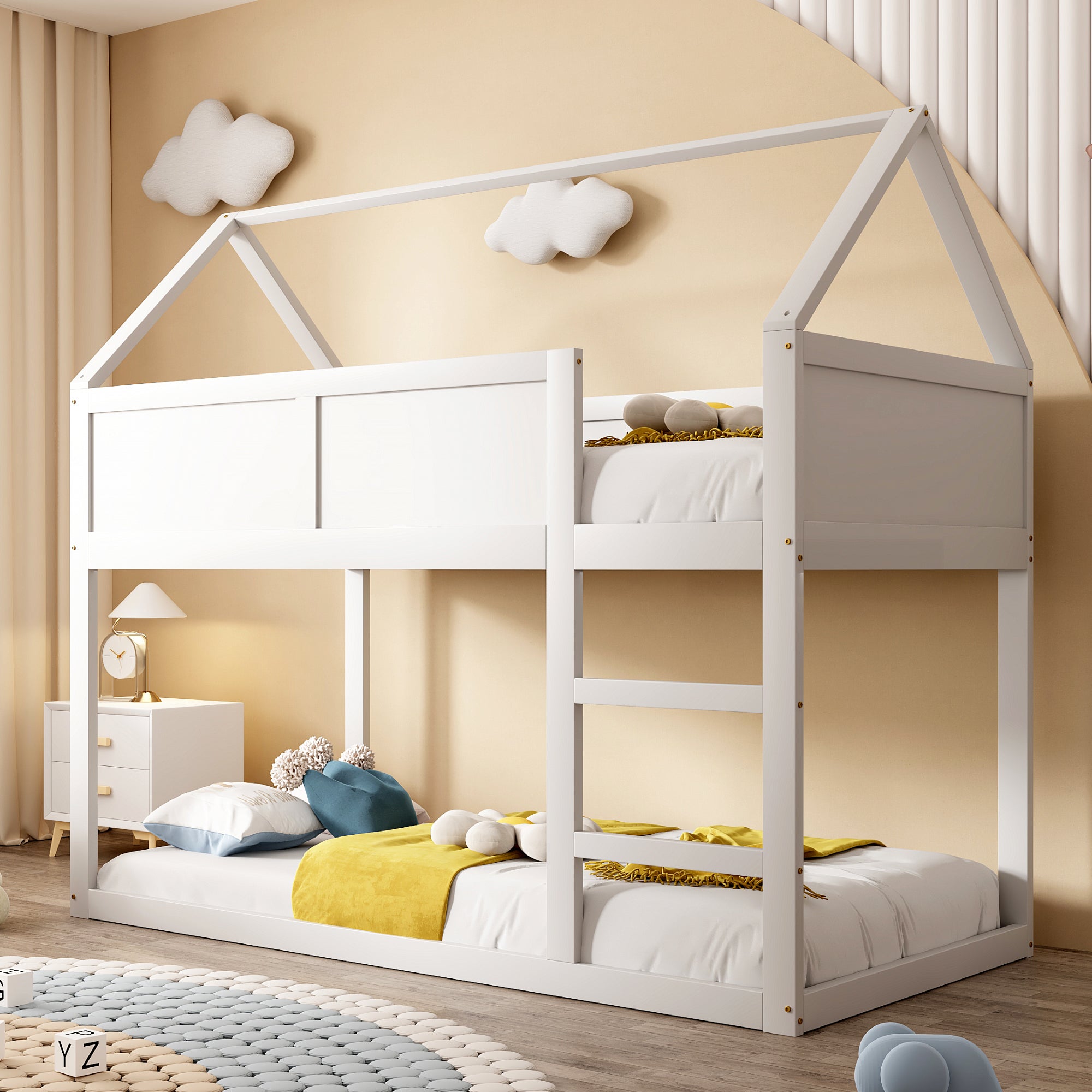 Logidon stapelbed kinderbed 90x200 cm wit met massief houten trap