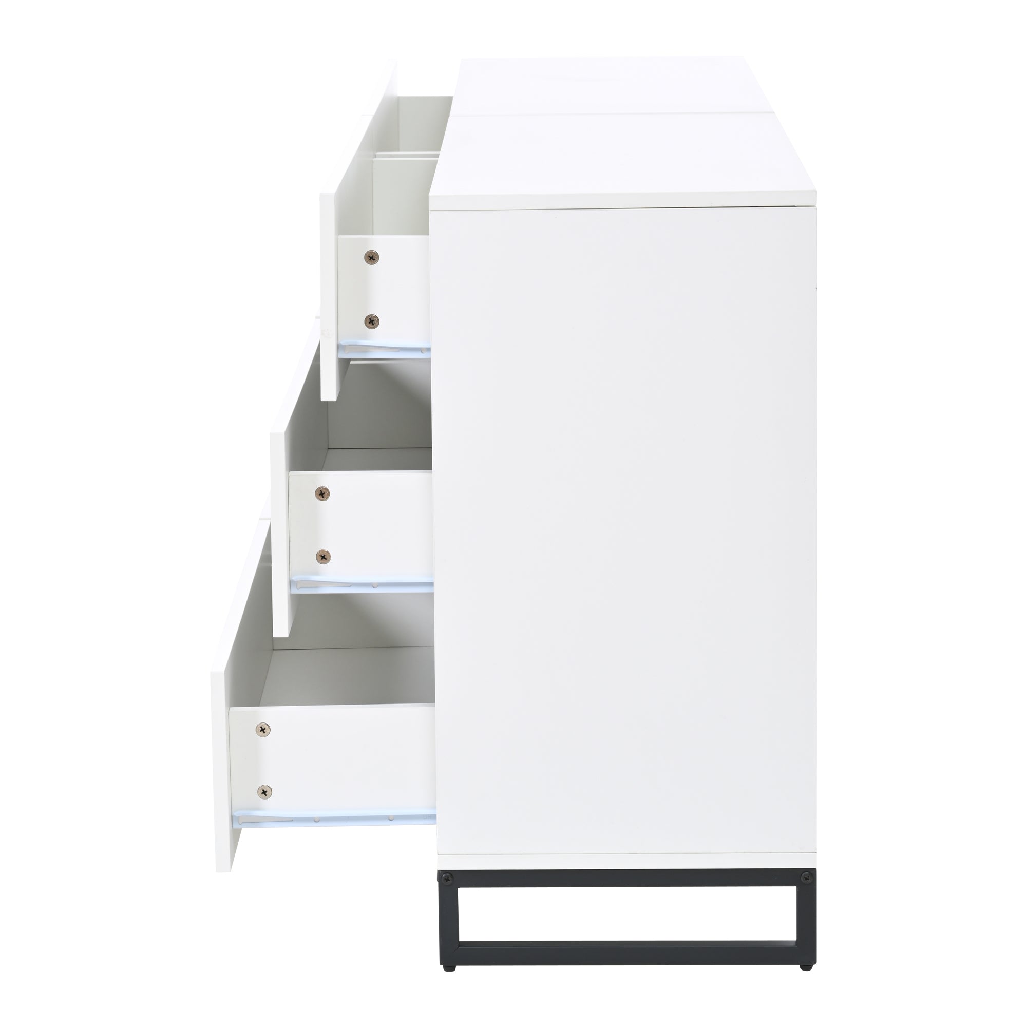 Logidon dressoir 140 cm hoogglans wit zwart met 6 lades