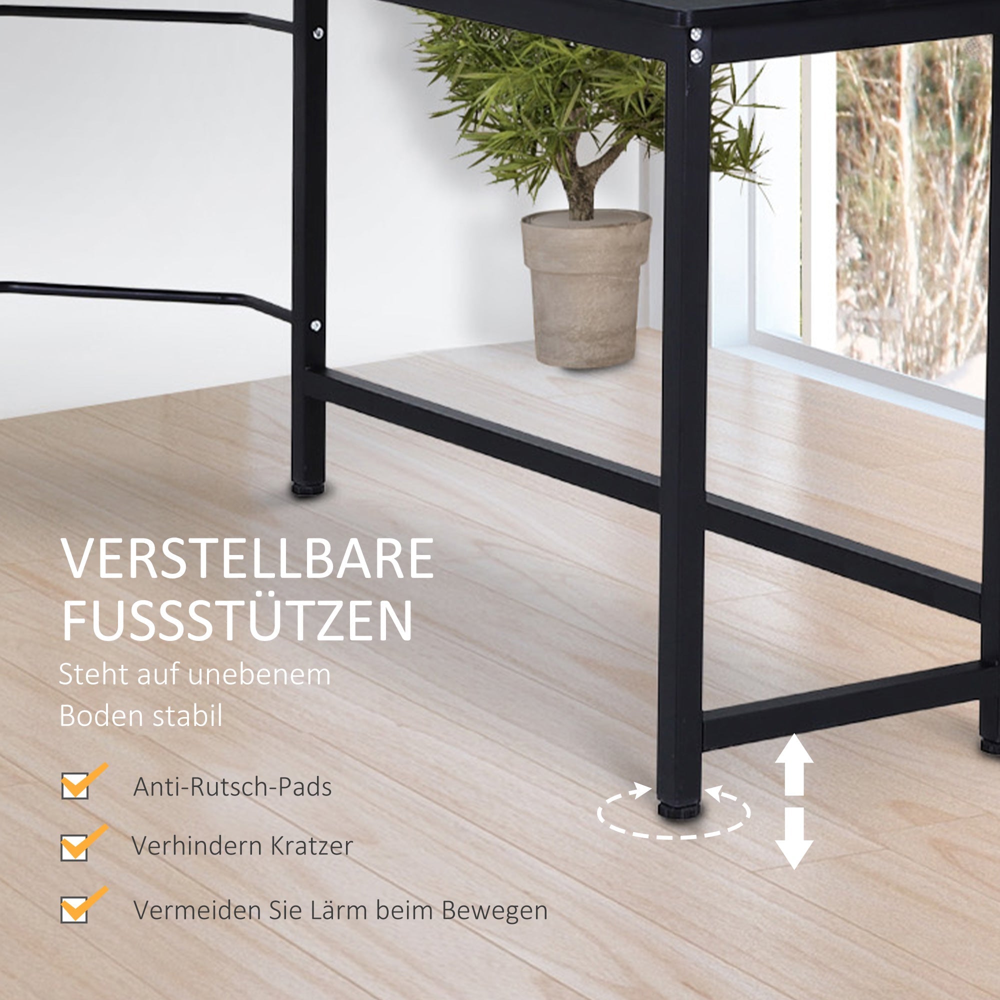 Logidon Vinsetto hoekbureau 168 x 120 cm in hoogte verstelbaar zwart