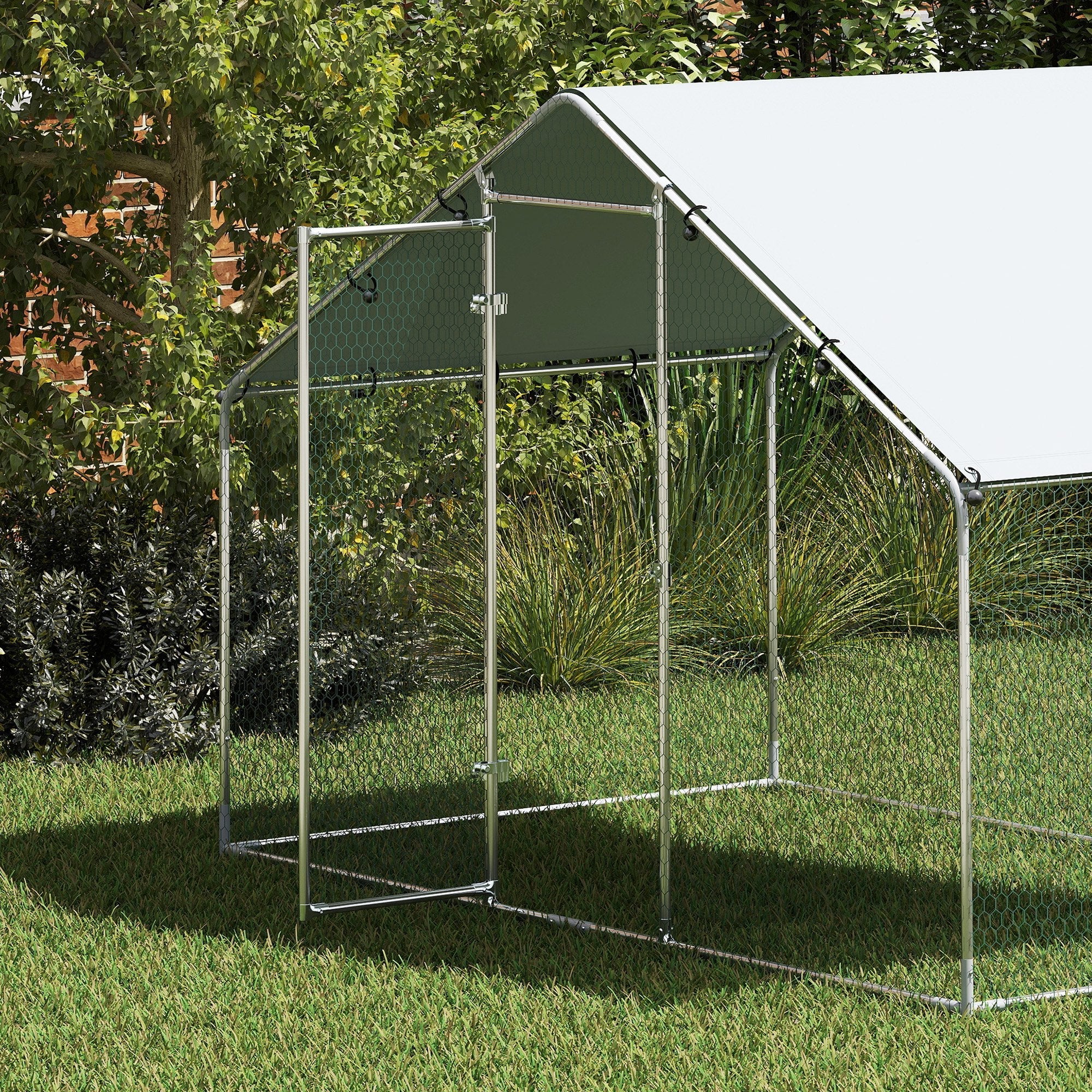 Logidon Kippenhok 3x1,7x1,9m Zilver Staal Waterdicht Dak