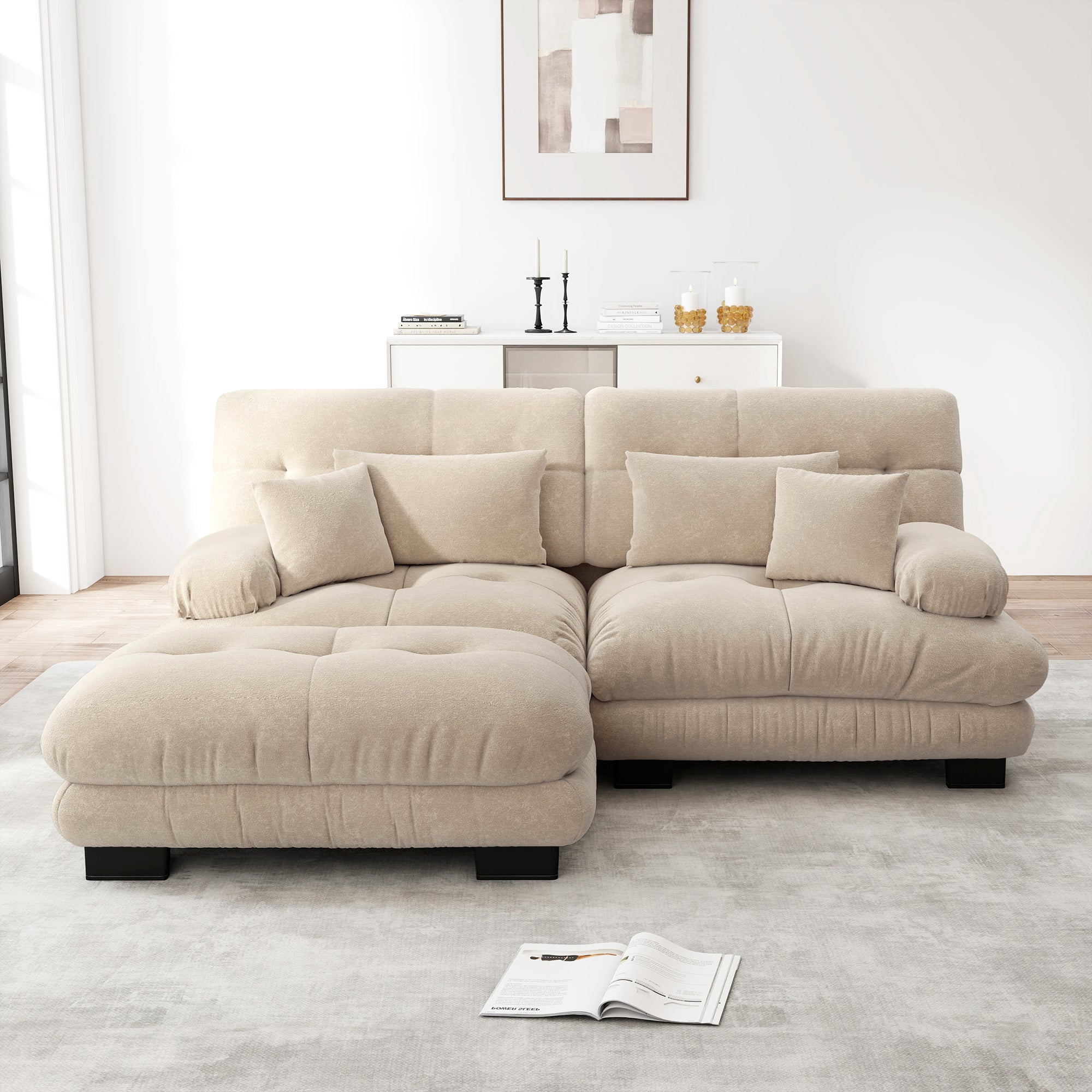 Logidon Cloud hoekbank 220x145 cm chenille lichtbruin