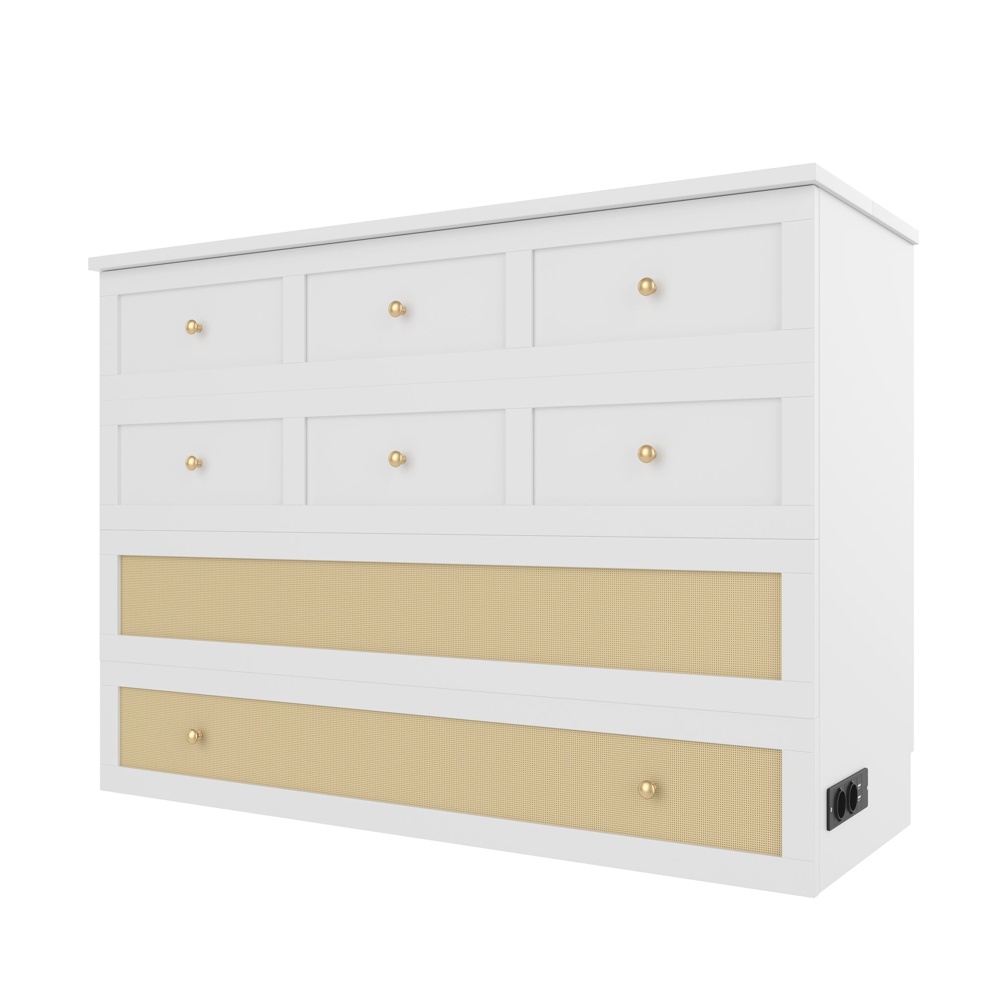 Logidon opklapbed 140x200 wit met USB-aansluiting en lades